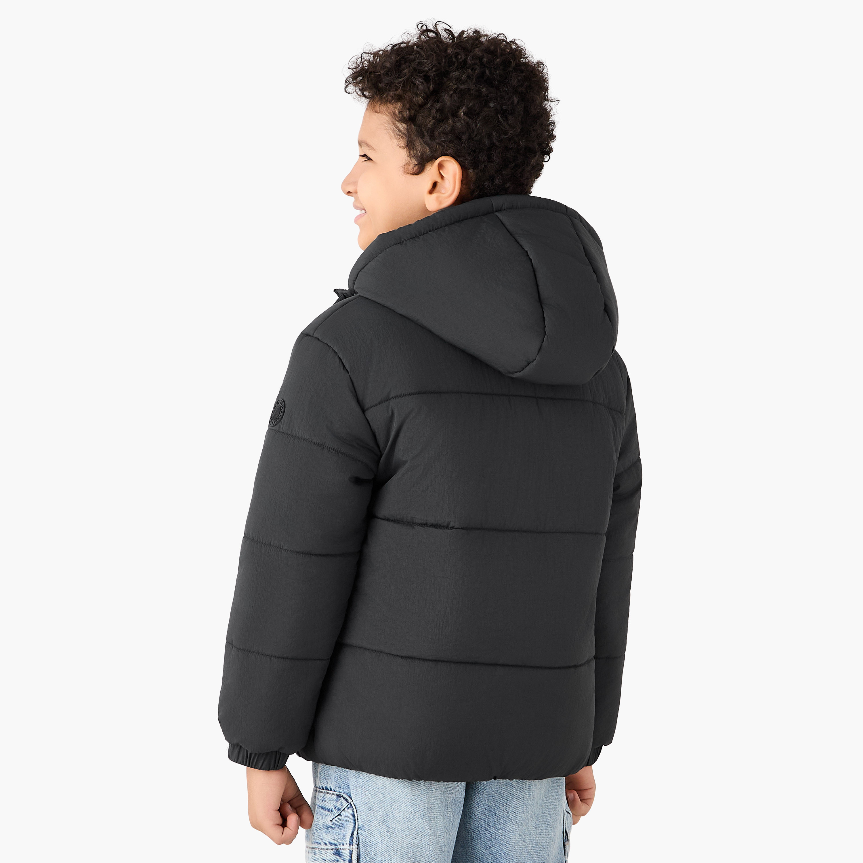 Juniors Solid Hooded Heavy Jacket with Long Sleeves and Pockets-boys-clothing-jacketsandcoats-image-3
