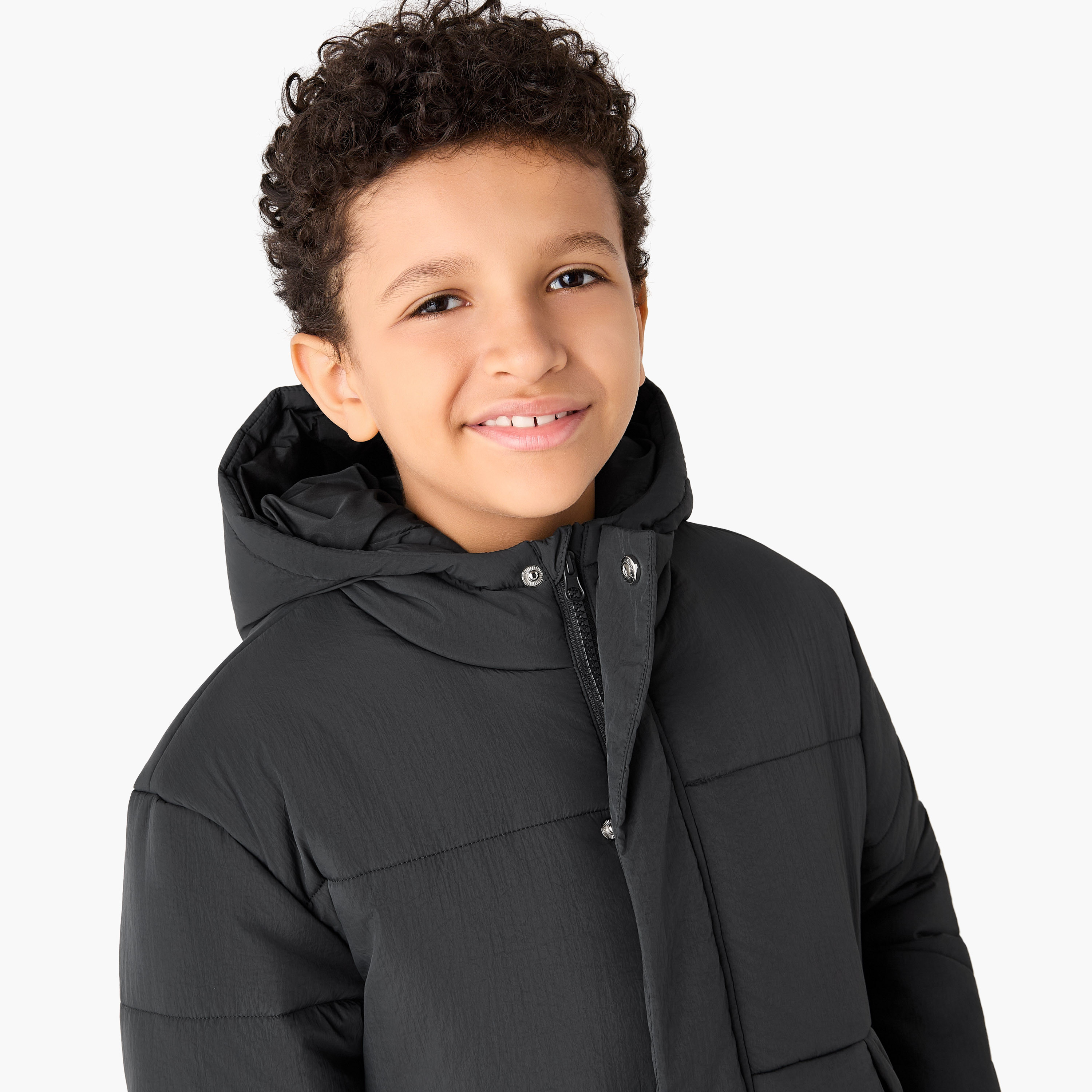 Juniors Solid Hooded Heavy Jacket with Long Sleeves and Pockets-boys-clothing-jacketsandcoats-image-4