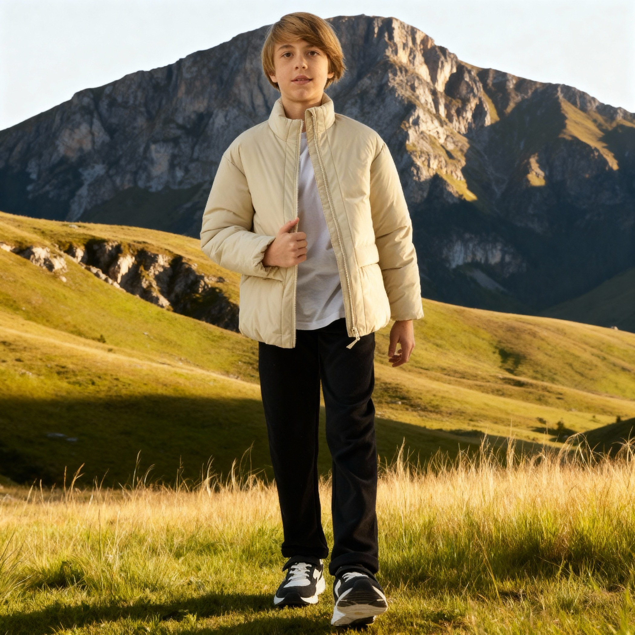 Juniors Solid Puffer Jacket with Zip Closure and Long Sleeves-boys-clothing-jacketsandcoats-image-2