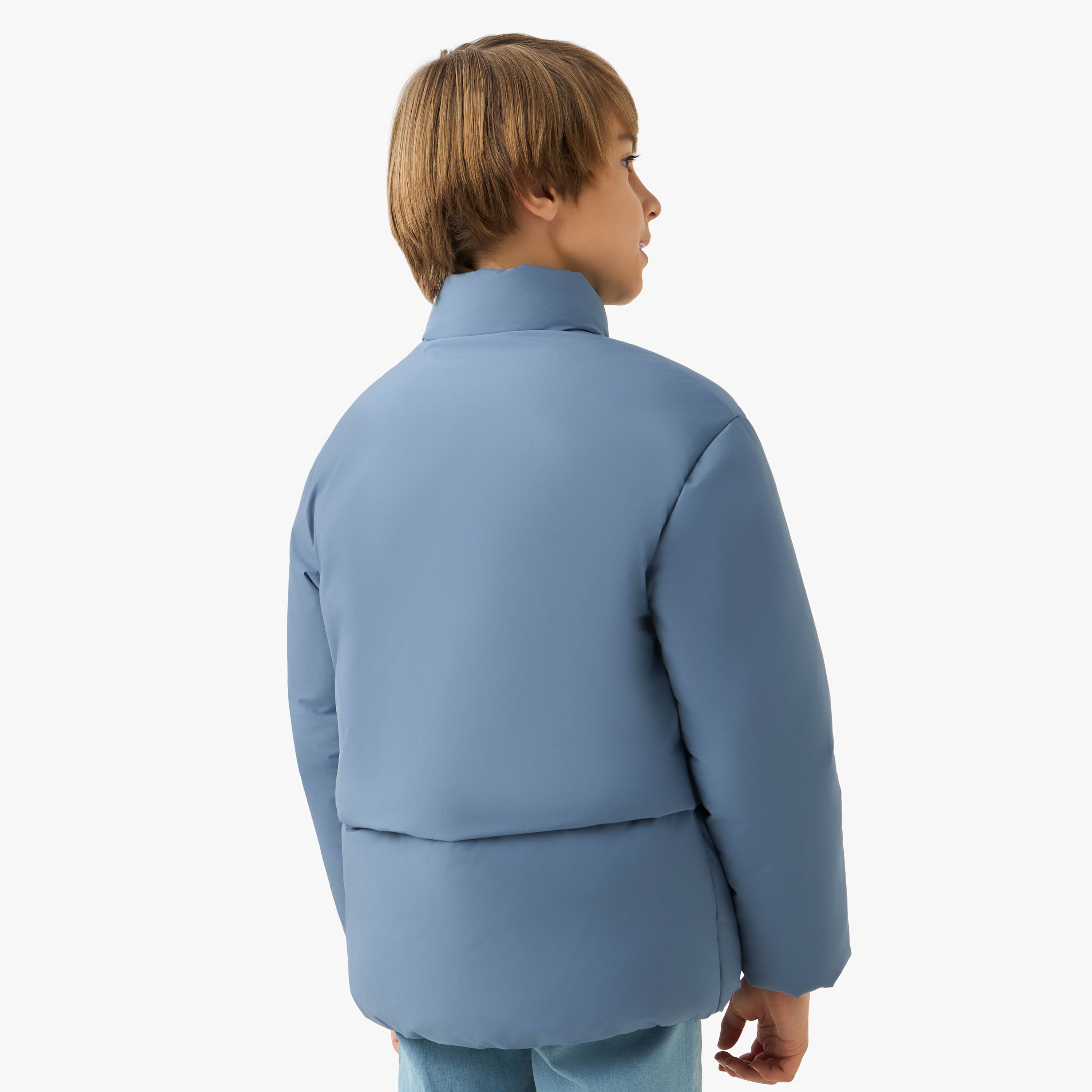 Juniors Solid Puffer Jacket with Zip Closure and Long Sleeves-boys-clothing-jacketsandcoats-image-3