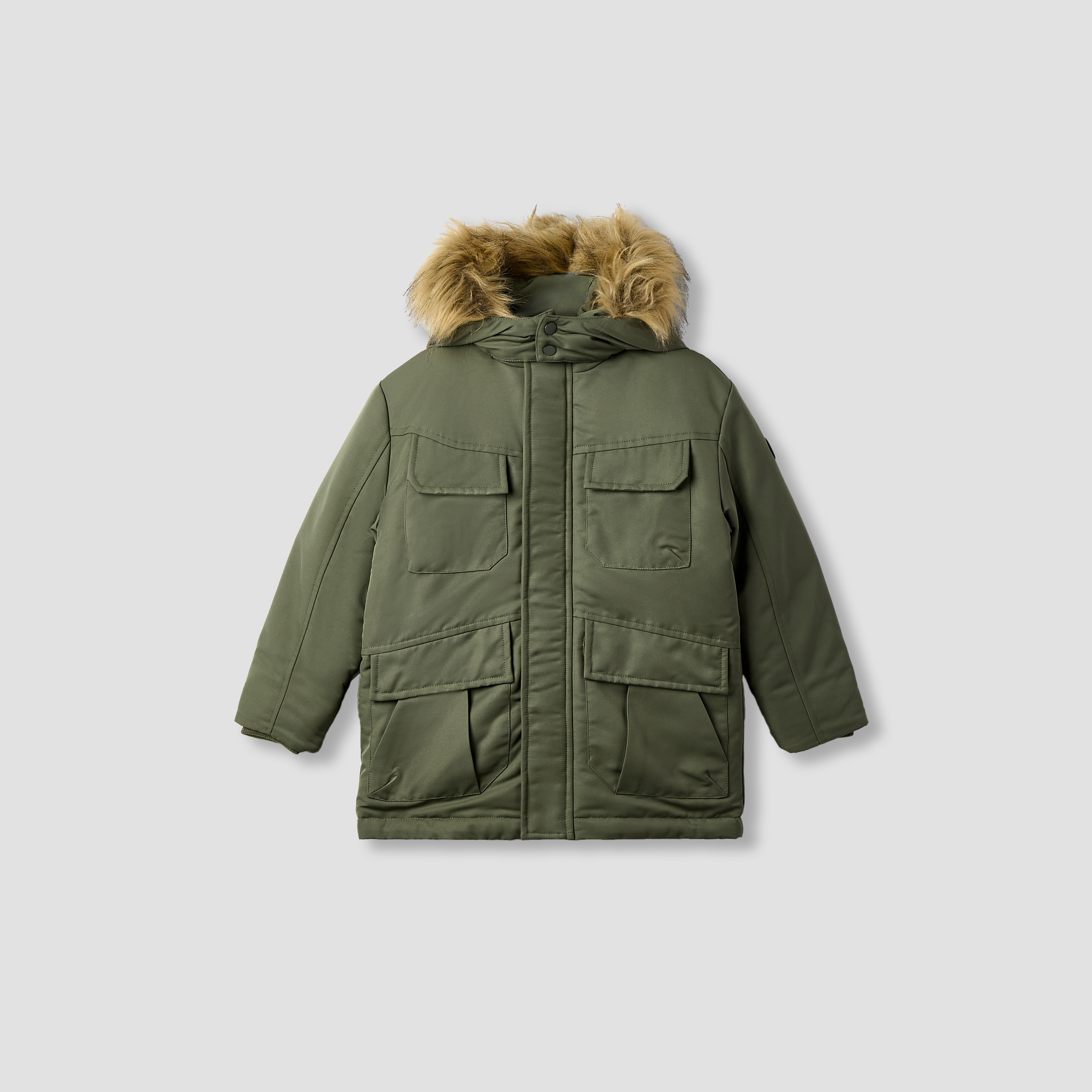جاكيت سادة بقبعة وأكمام طويلة من جونيورز-boys-clothing-jacketsandcoats-image-1