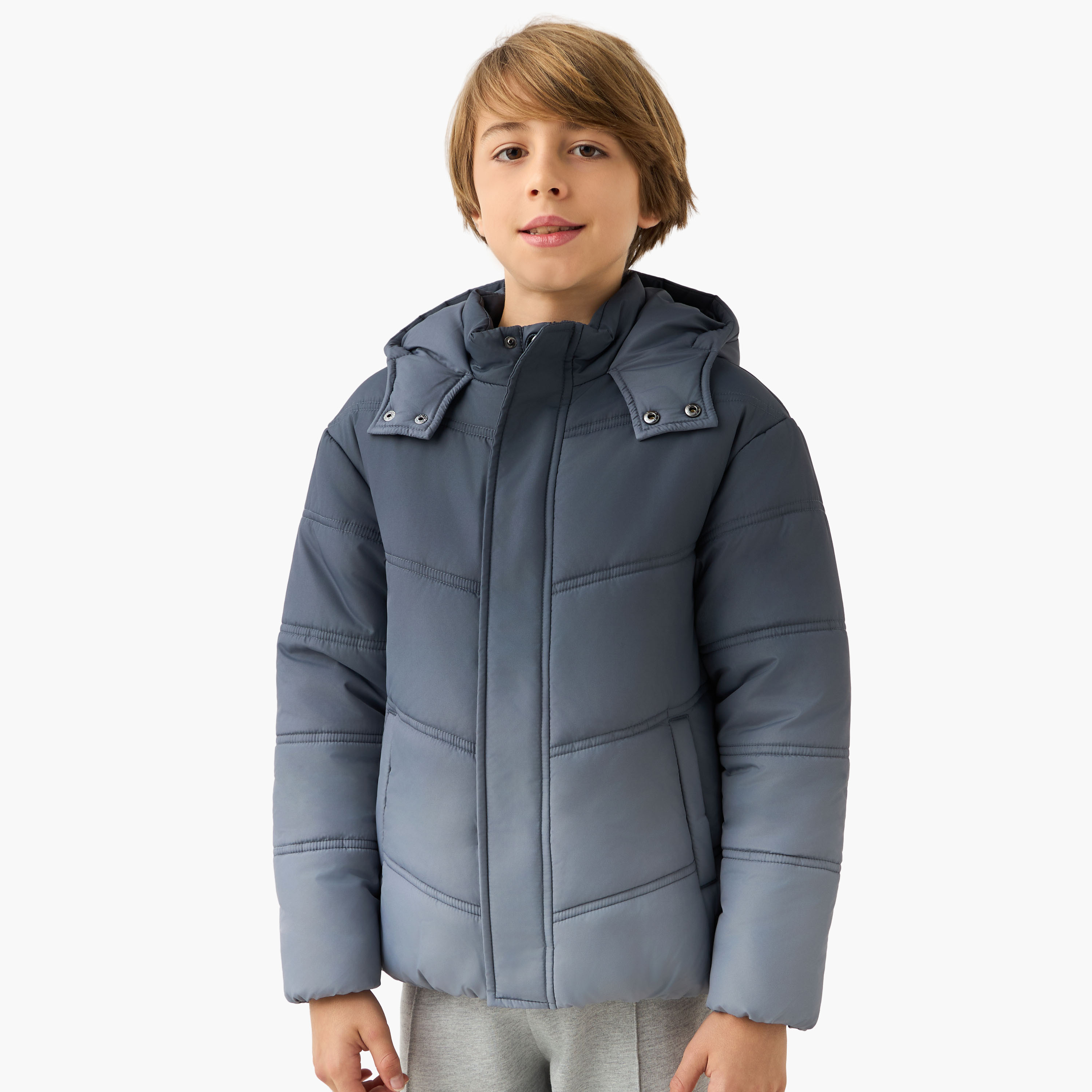 Juniors Ombre Hooded Heavy Jacket with Long Sleeves-boys-clothing-jacketsandcoats-image-1
