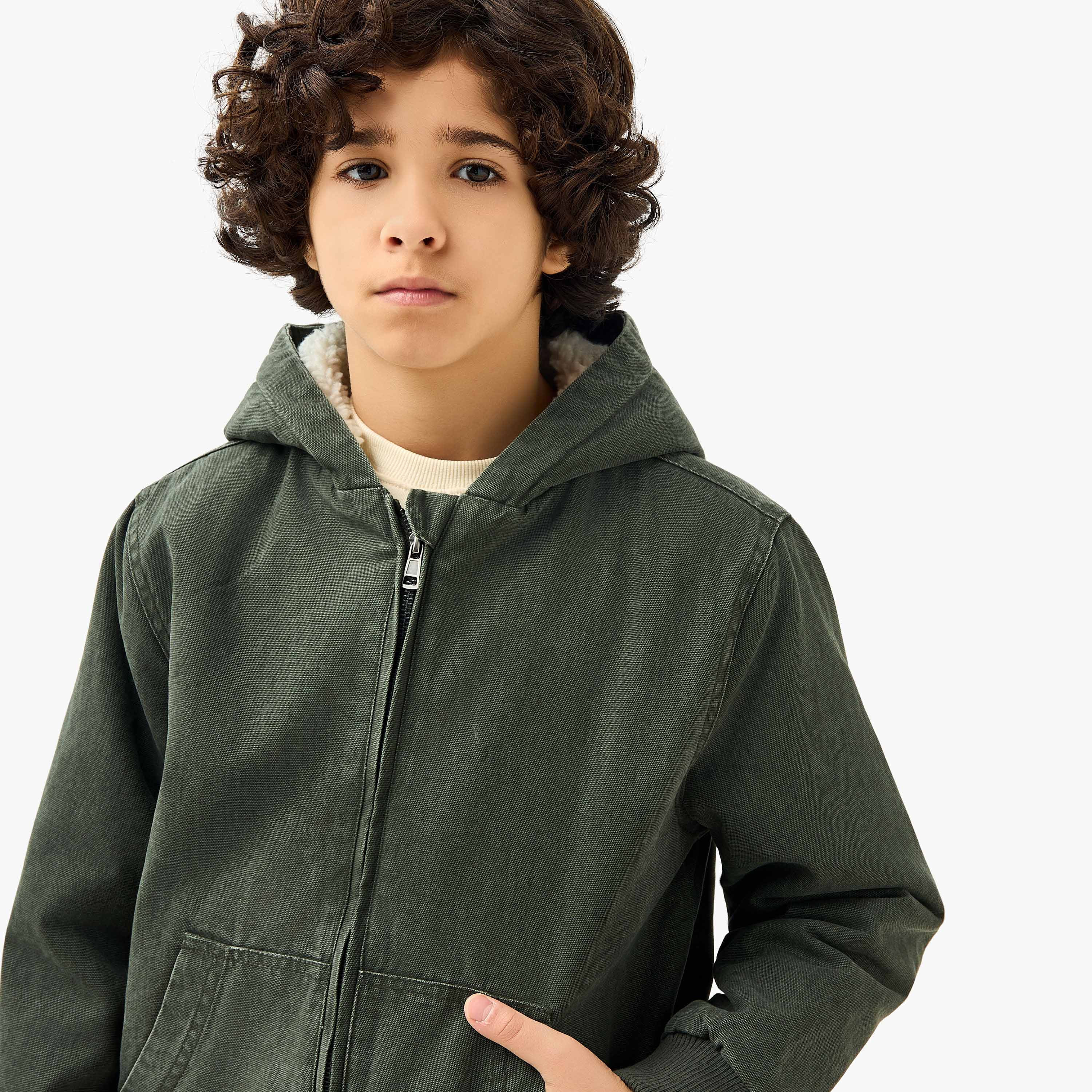 Juniors Sherpa Lined Hooded Heavy Jacket with Zip Closure-boys-clothing-jacketsandcoats-image-4