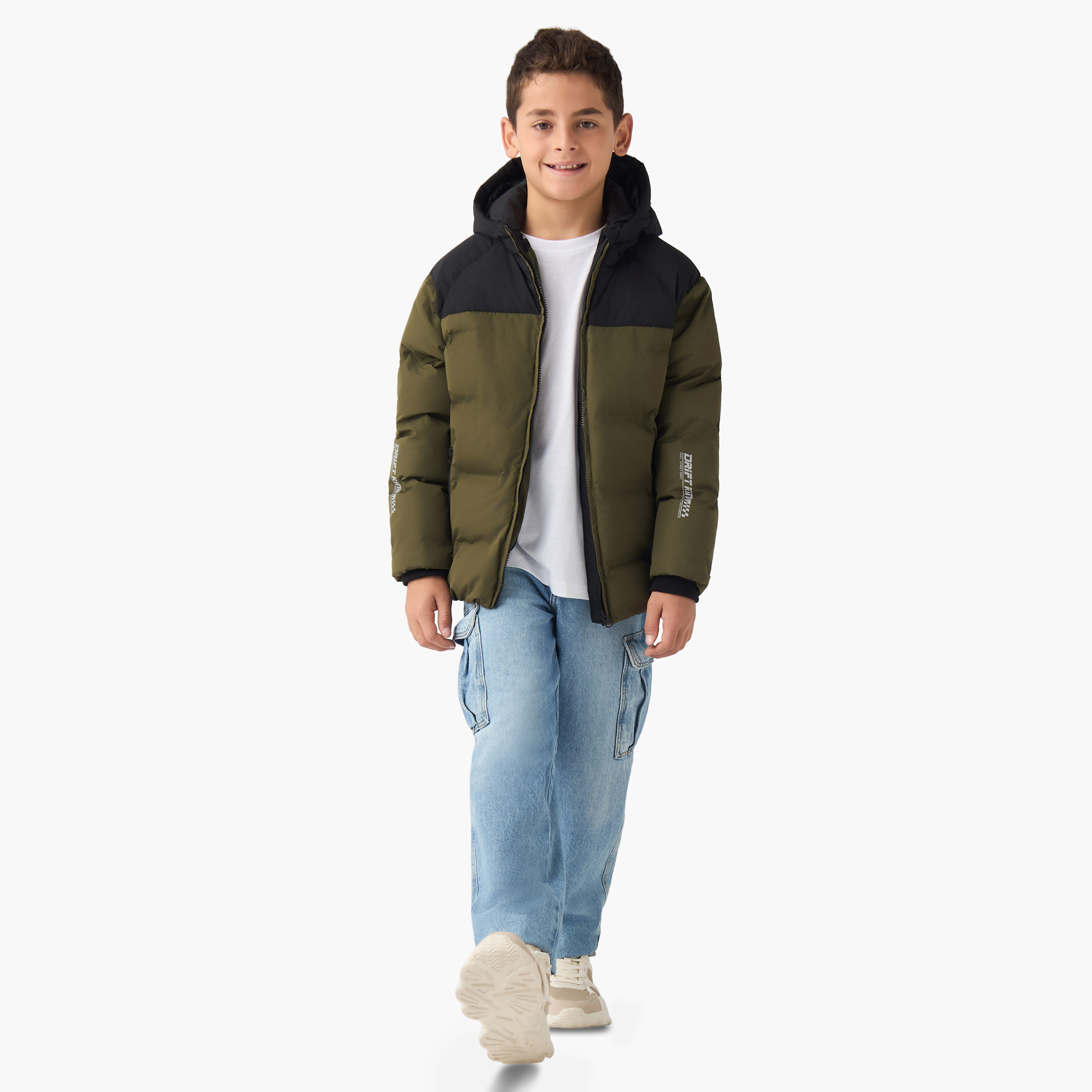 Juniors Colourblock Hooded Heavy Jacket with Long Sleeves and Zip Closure-boys-clothing-jacketsandcoats-image-2