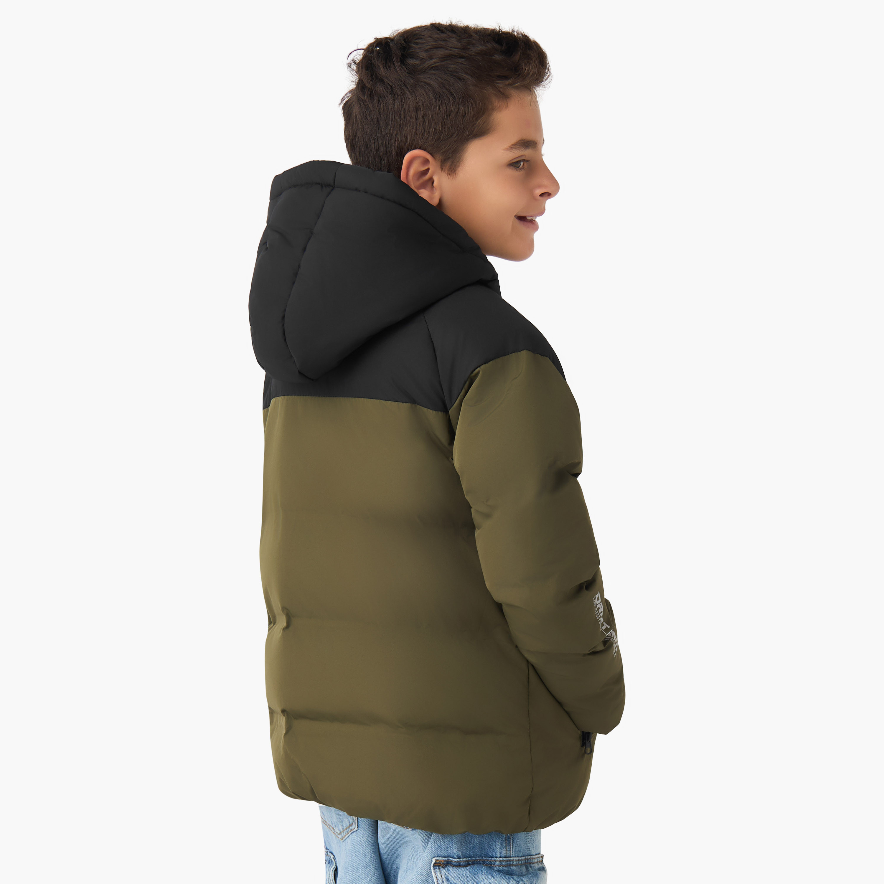 Juniors Colourblock Hooded Heavy Jacket with Long Sleeves and Zip Closure-boys-clothing-jacketsandcoats-image-3