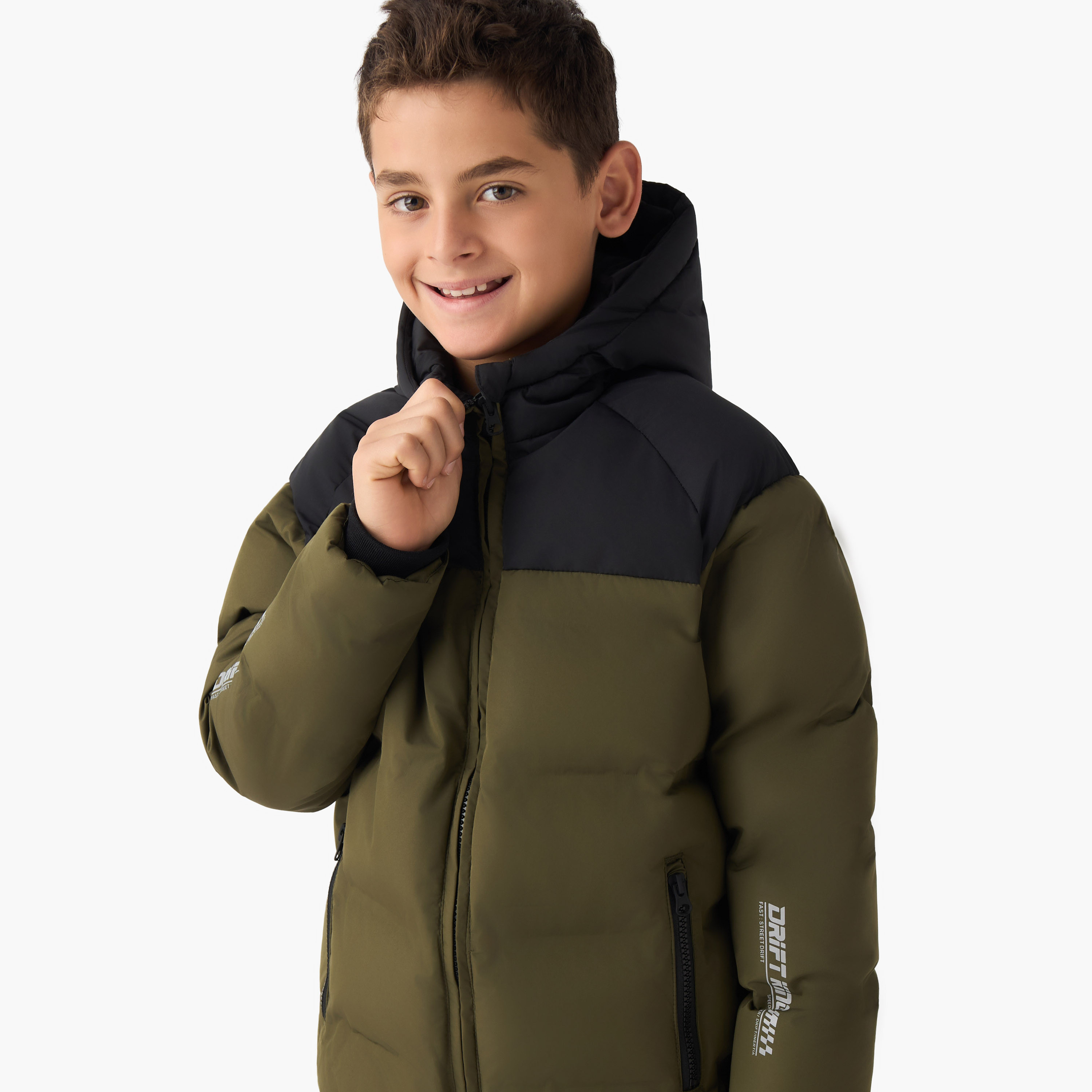 Juniors Colourblock Hooded Heavy Jacket with Long Sleeves and Zip Closure-boys-clothing-jacketsandcoats-image-4