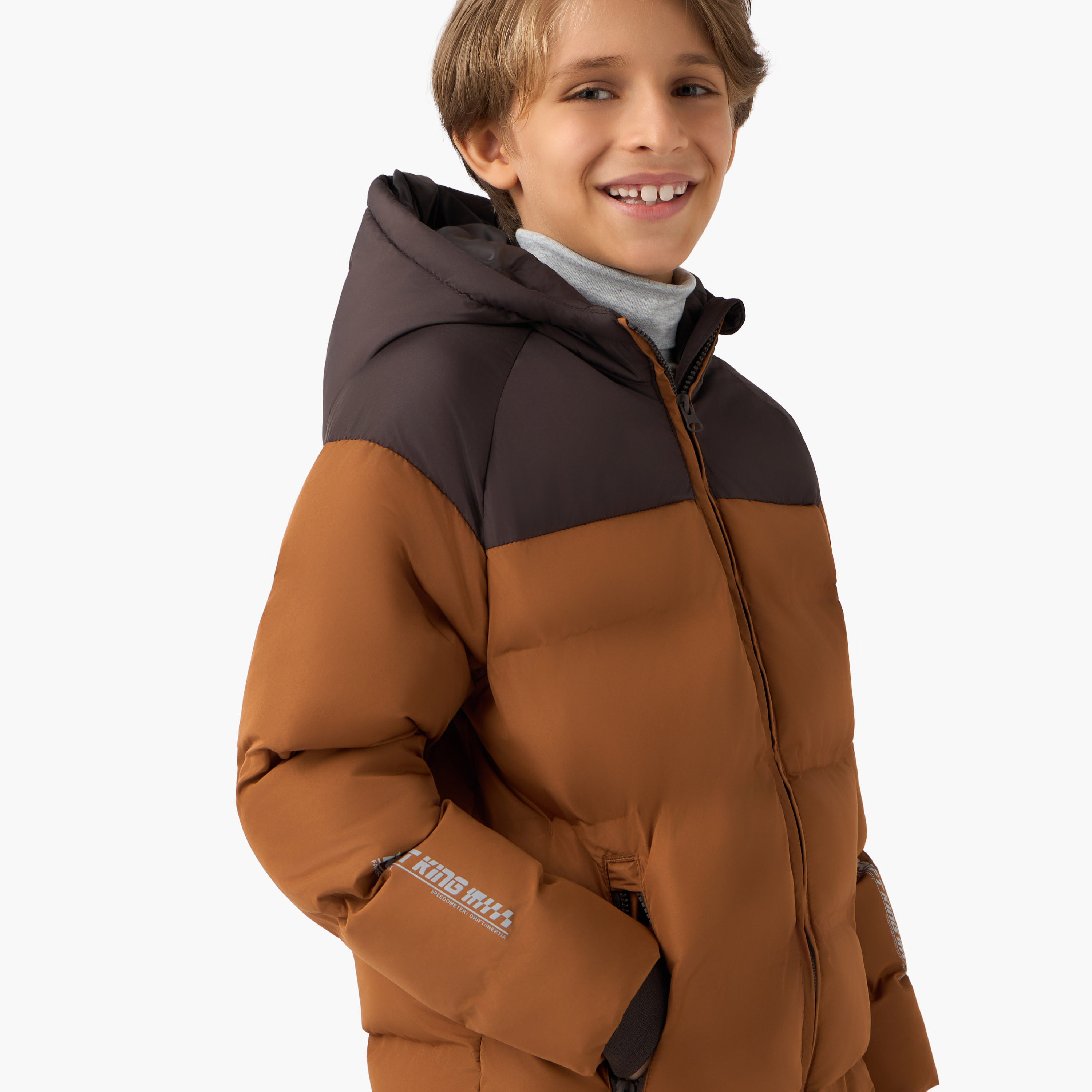 Juniors Colourblock Hooded Heavy Jacket with Long Sleeves and Zip Closure-boys-clothing-jacketsandcoats-image-4