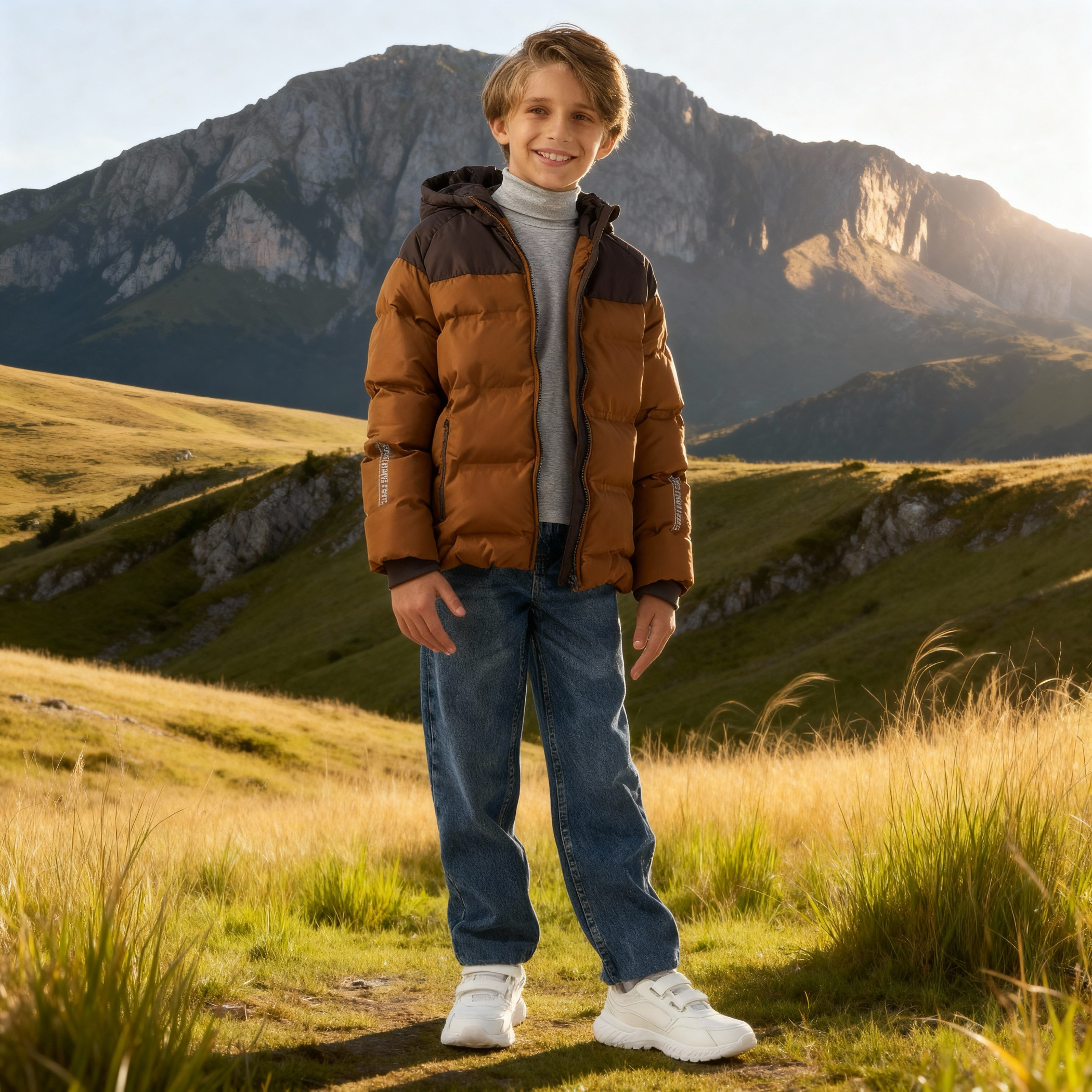 Juniors Panelled Zip Through Hooded Puffer Jacket with Long Sleeves-boys-clothing-jacketsandcoats-image-2
