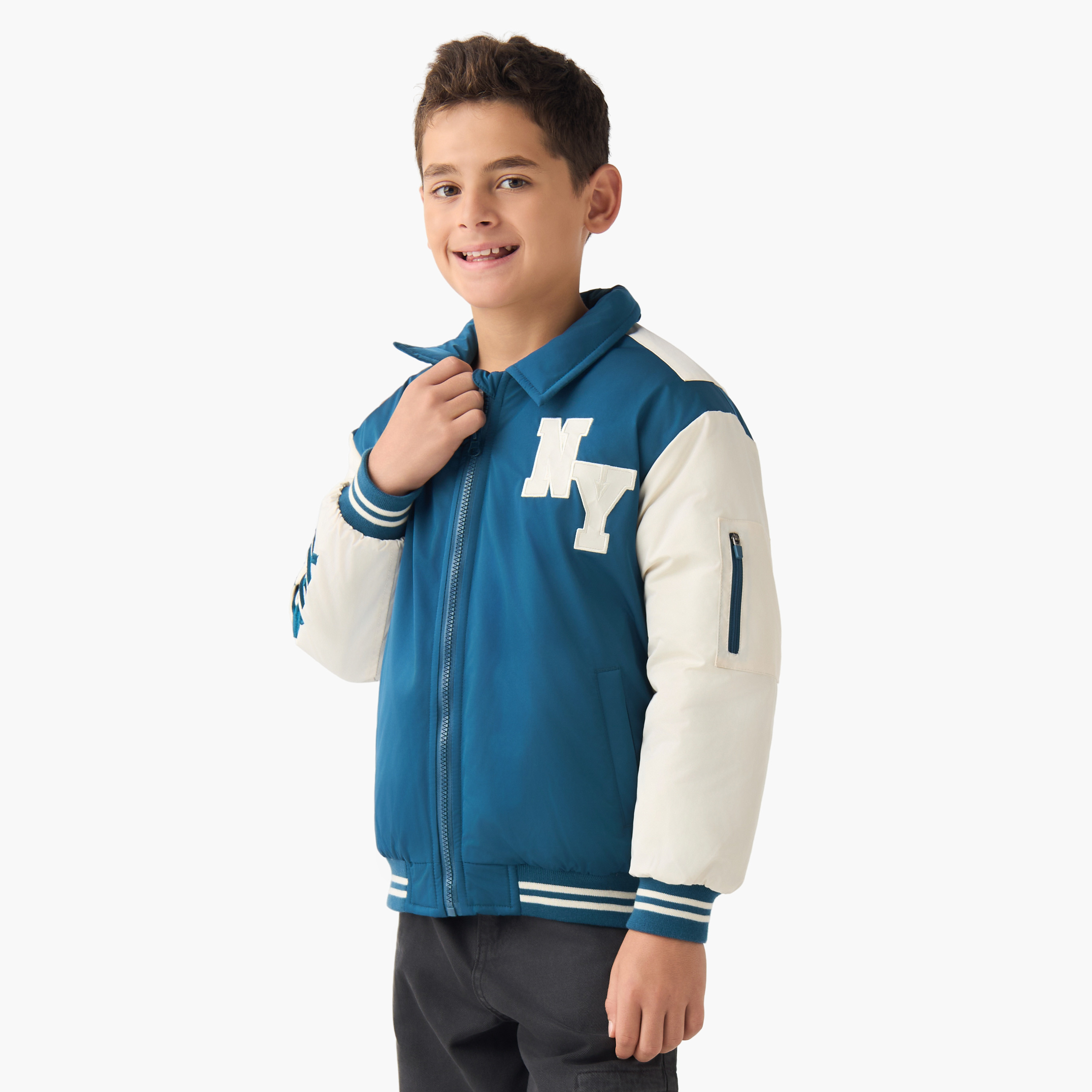 Juniors Zip Through Hooded Heavy Jacket with Long Sleeves-boys-clothing-jacketsandcoats-image-2