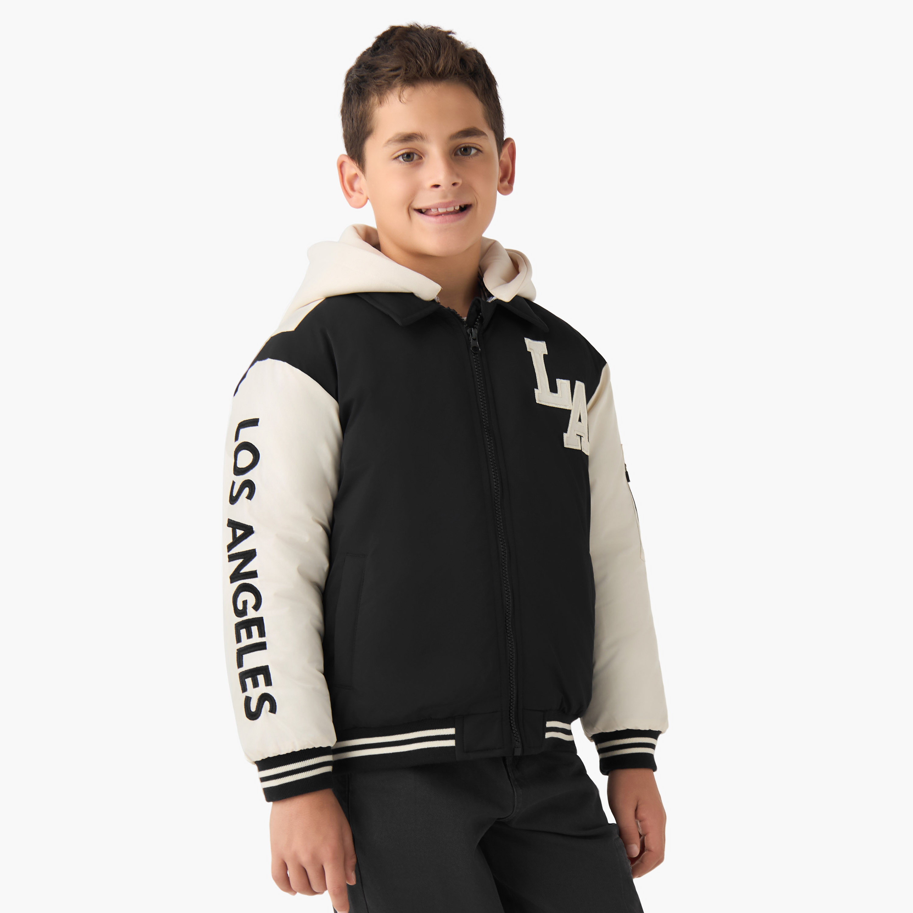 Juniors Zip Through Hooded Heavy Jacket with Long Sleeves-boys-clothing-jacketsandcoats-image-1