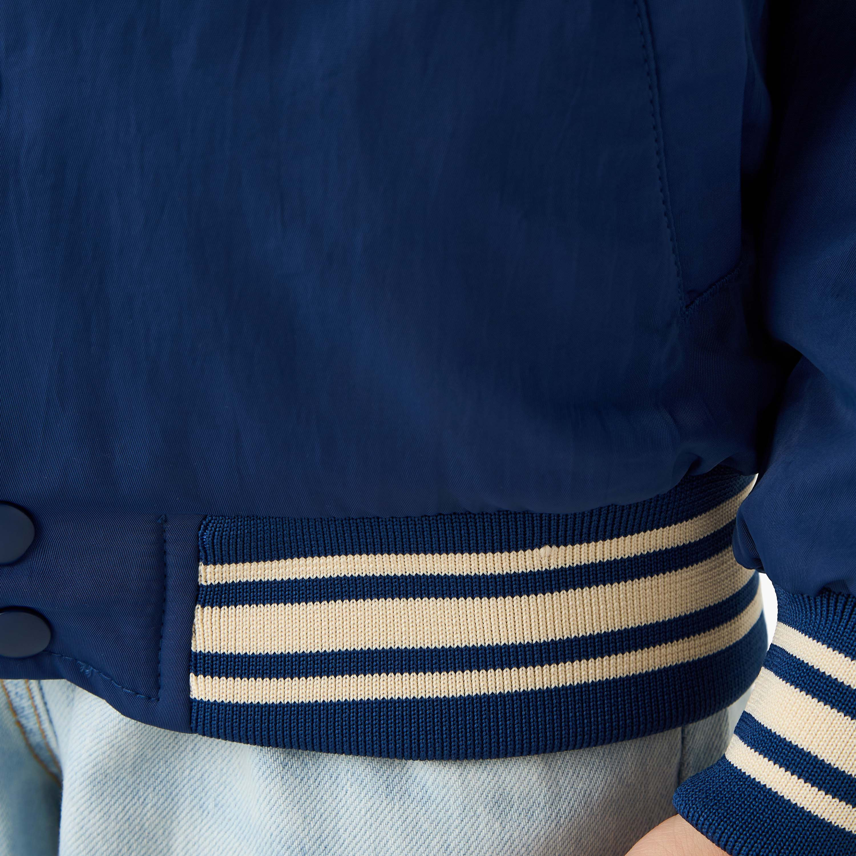 Juniors Mandarin Collar Long Sleeves Heavy Jacket with Varsity Print-boys-clothing-jacketsandcoats-image-5