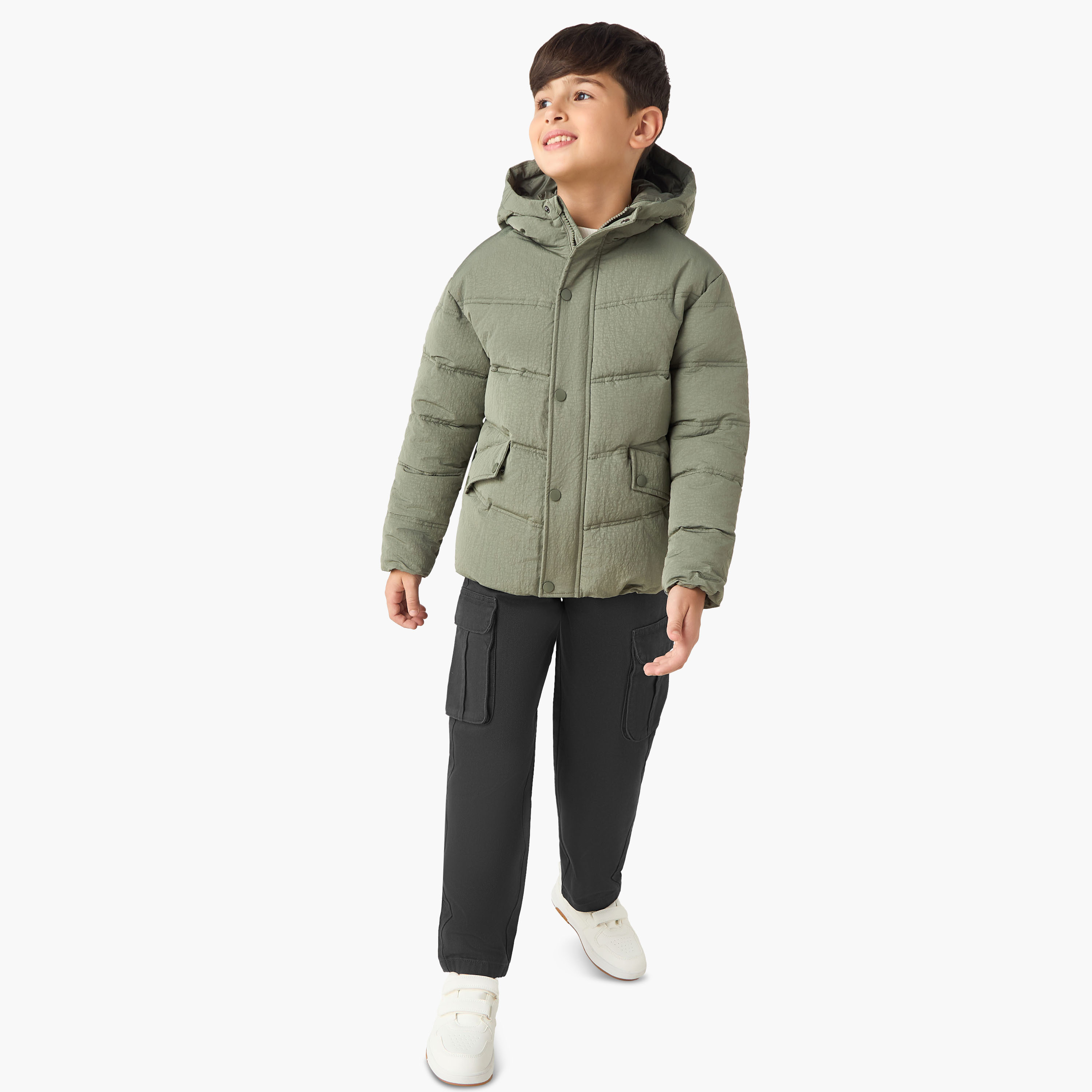 Juniors Hooded Heavy Jacket with Long Sleeves-boys-clothing-jacketsandcoats-image-2