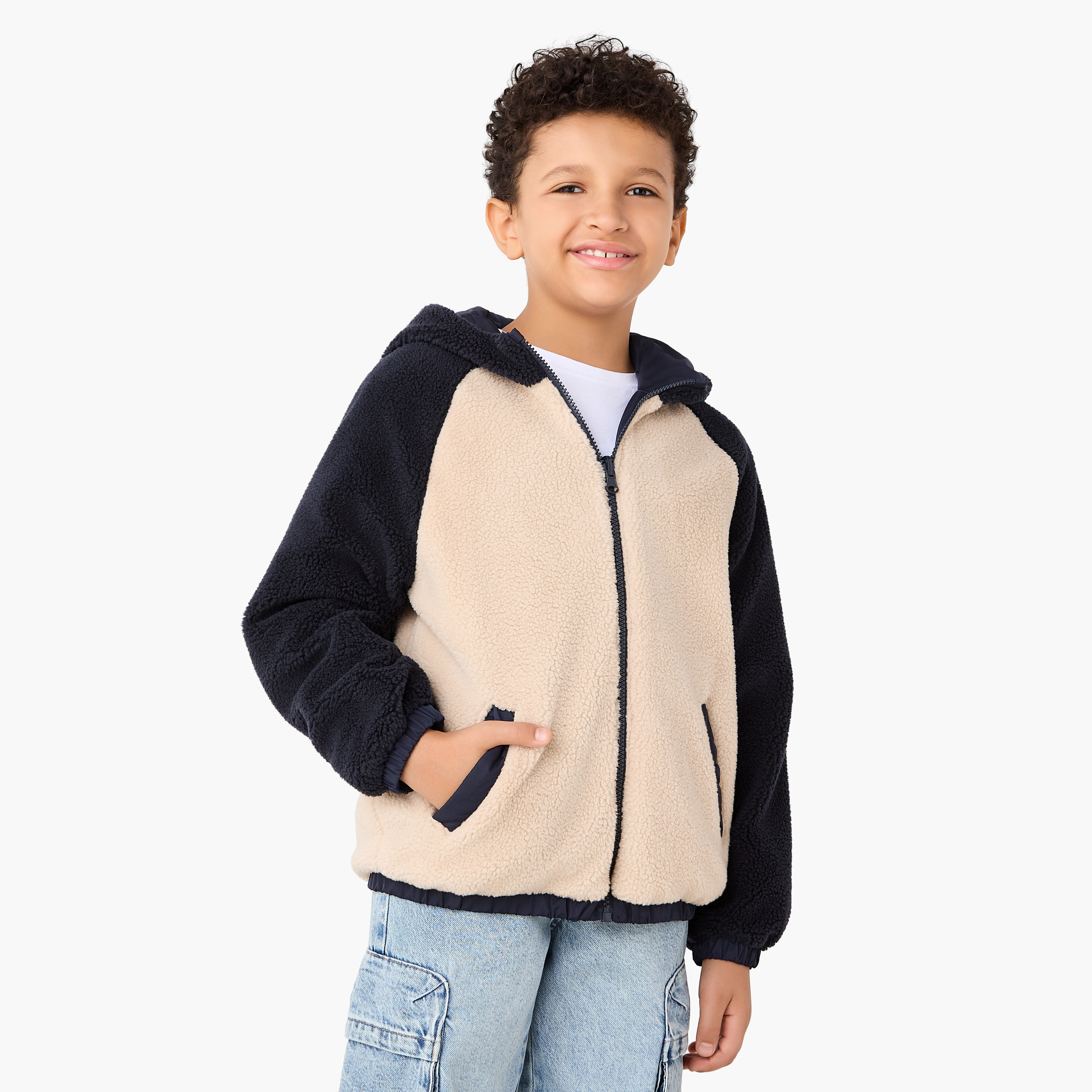 جاكيت أطفال ثقيل قابل للعكس بأكمام طويلة وجيوب وقوالب ملونة من جونيورز-boys-clothing-jacketsandcoats-image-6
