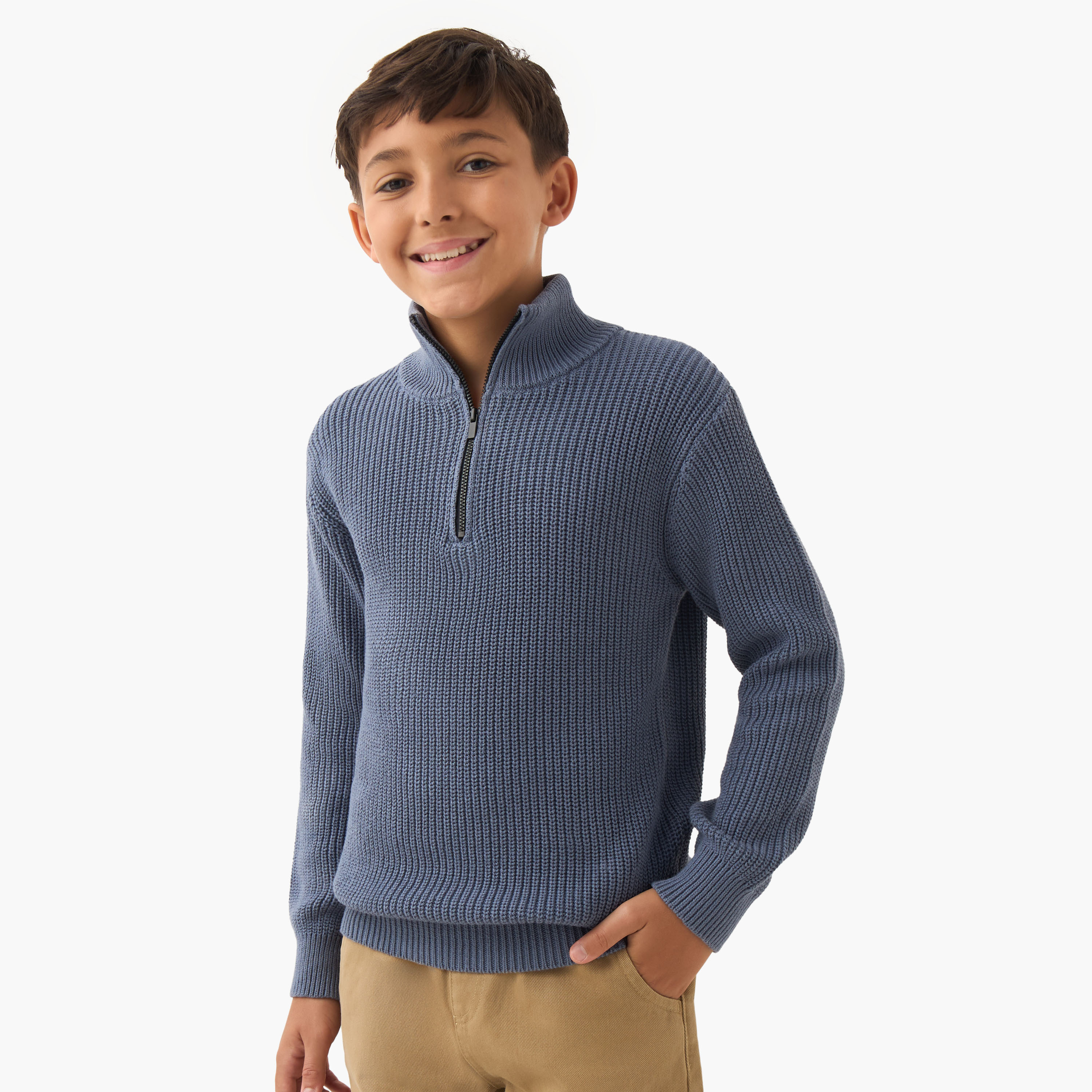 Juniors High Neck Pullover with Long Sleeves-boys-clothing-jumpersandcardigans-image-1