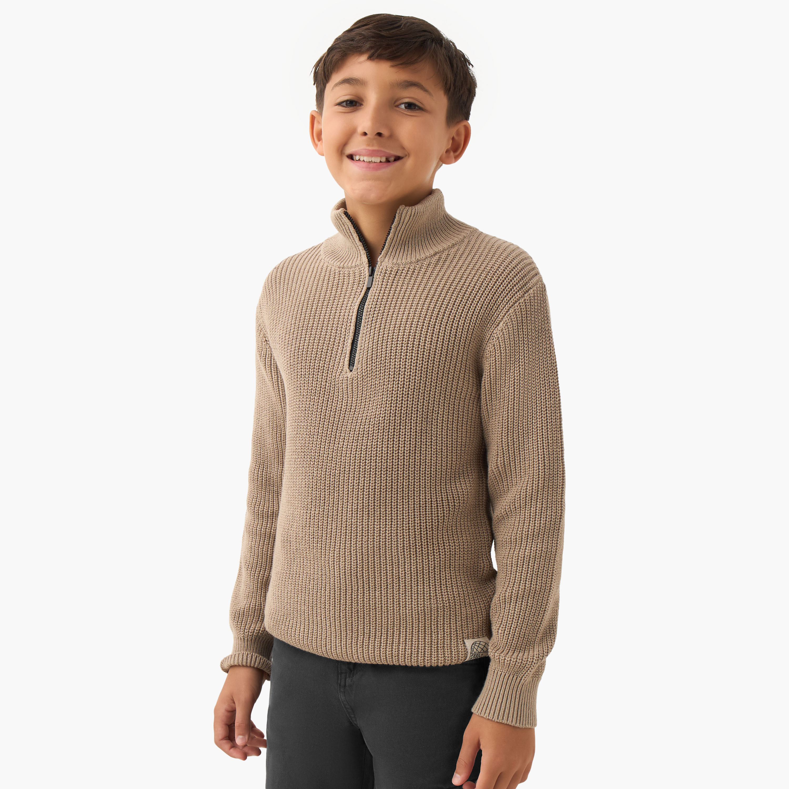 بلوفر بياقة عالية وأكمام طويلة من جونيورز-boys-clothing-jumpersandcardigans-image-1