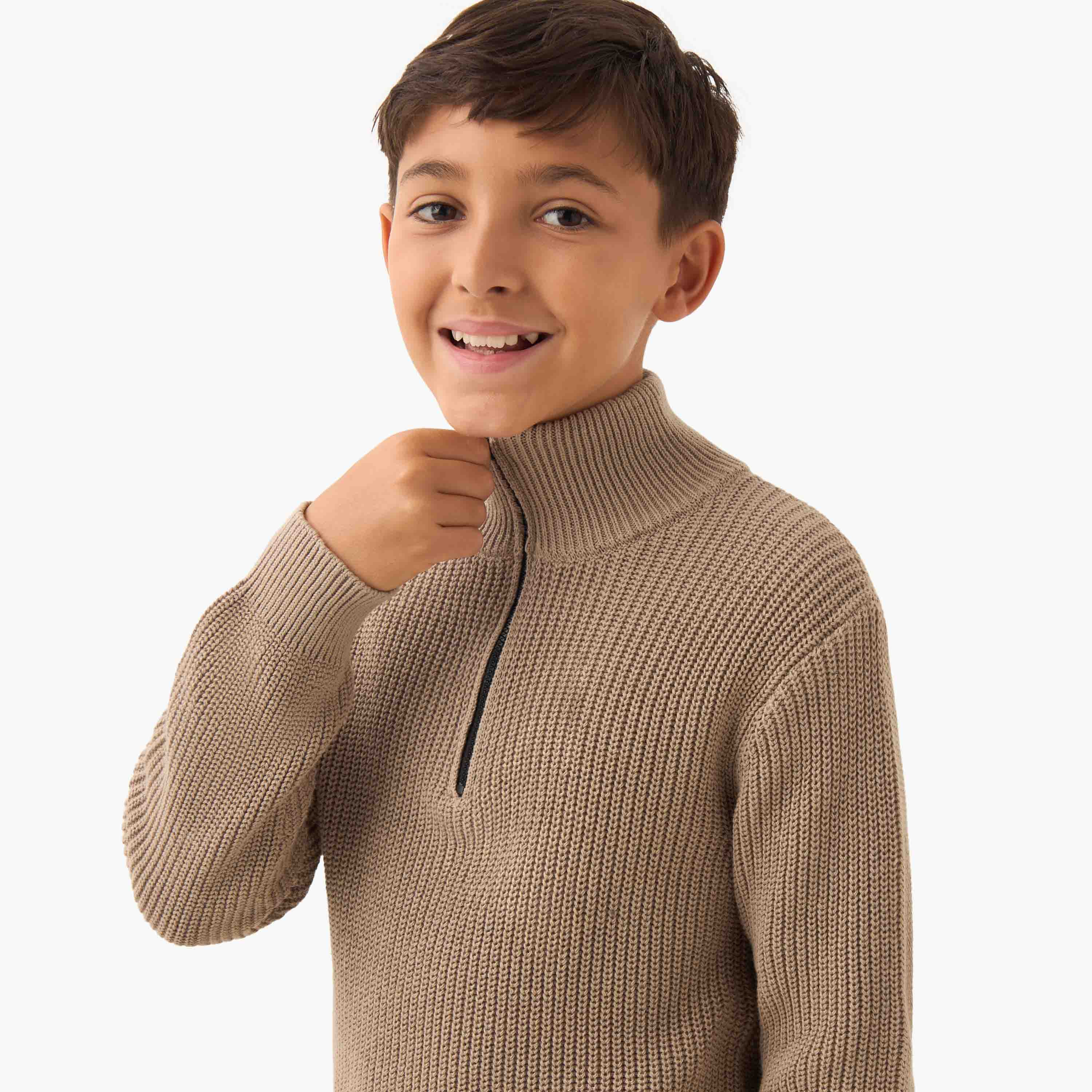بلوفر بياقة عالية وأكمام طويلة من جونيورز-boys-clothing-jumpersandcardigans-image-4