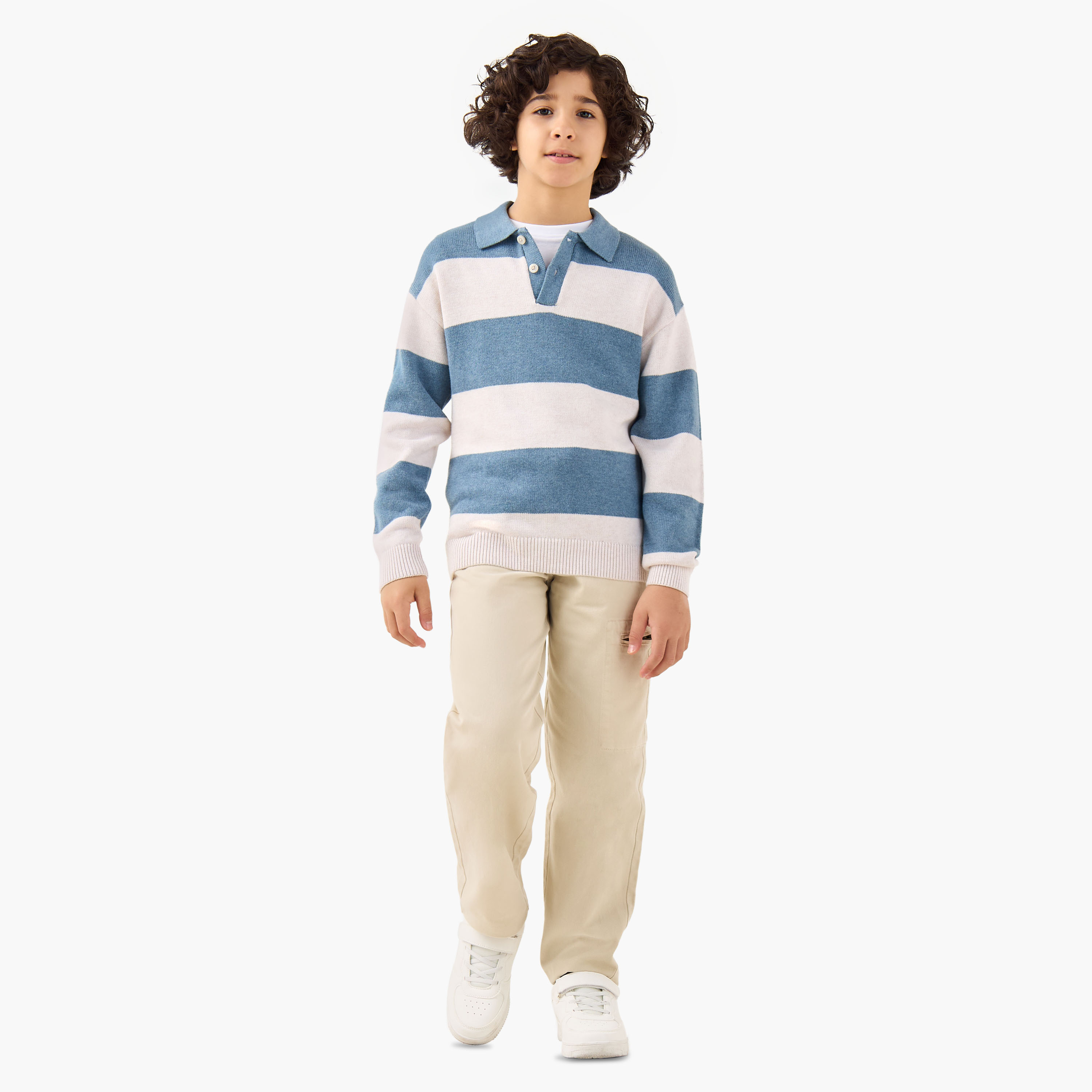 Juniors Striped Polo Pullover with Long Sleeves-boys-clothing-jumpersandcardigans-image-2