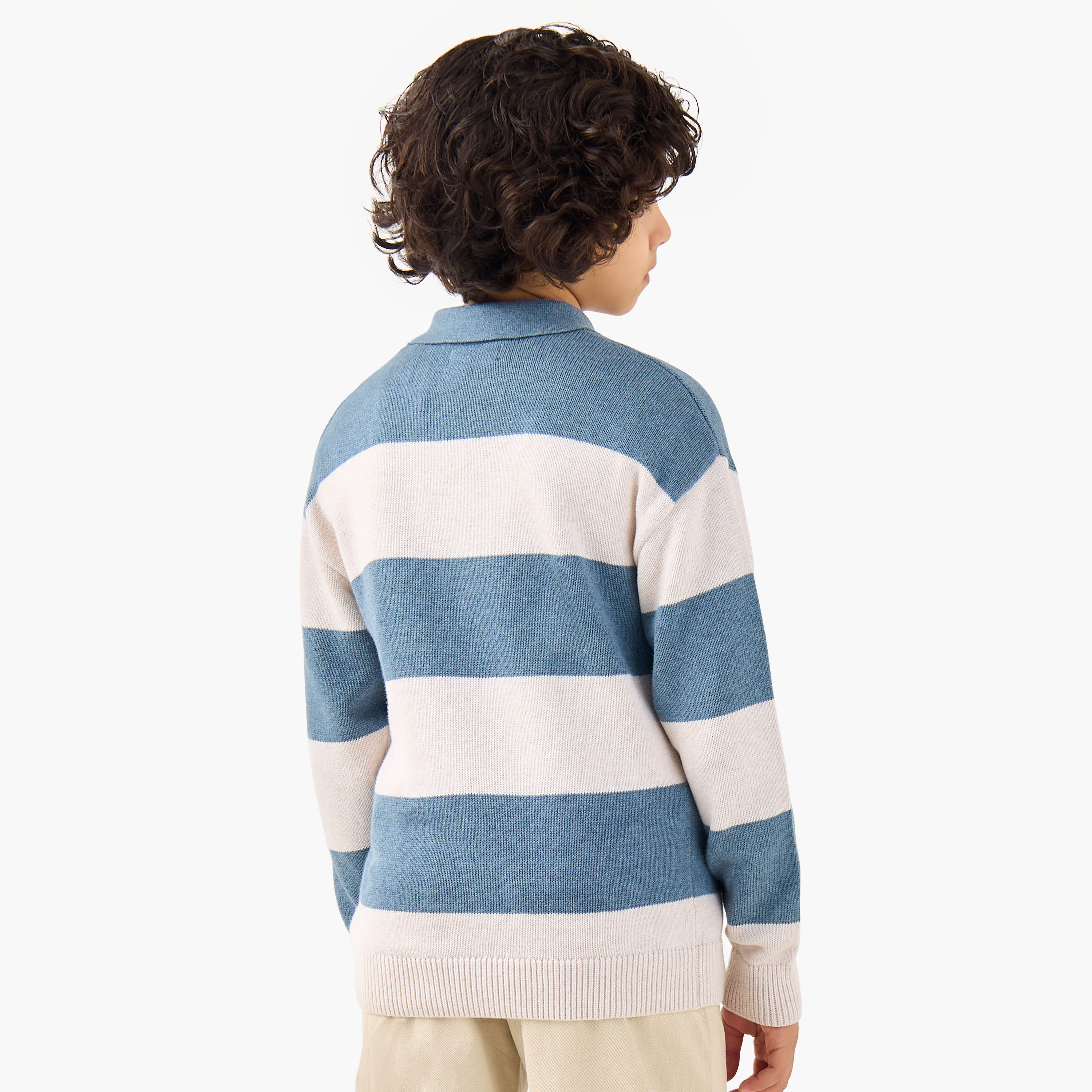 Juniors Striped Polo Pullover with Long Sleeves-boys-clothing-jumpersandcardigans-image-3