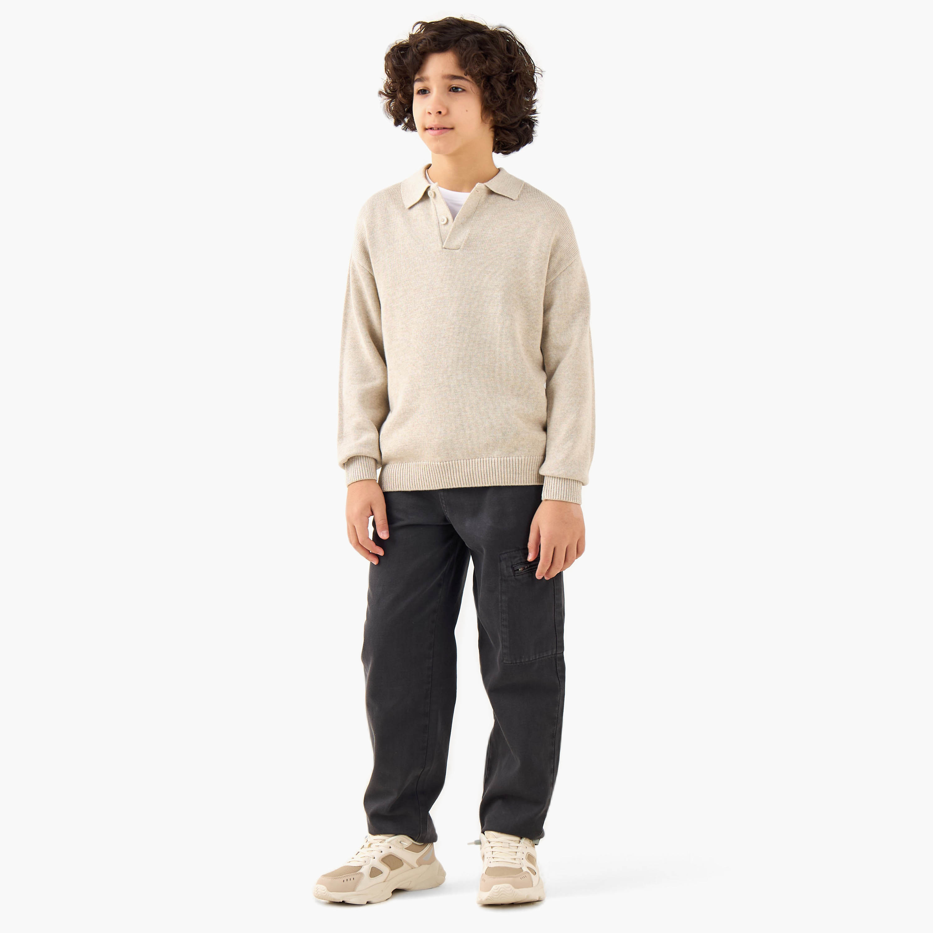 بلوفر بياقة بولو وأكمام طويلة للأولاد من جونيورز-boys-clothing-jumpersandcardigans-image-4