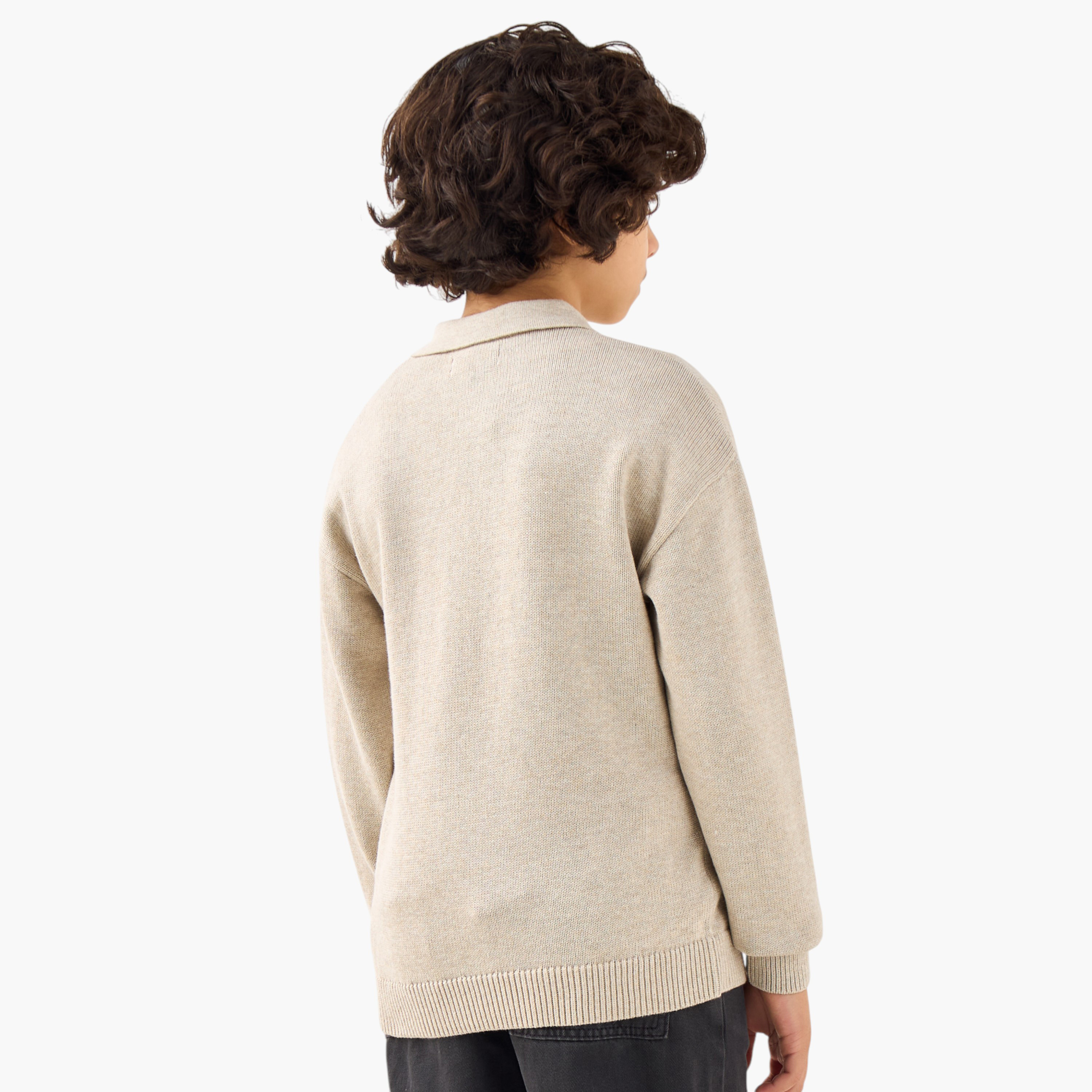 بلوفر بياقة بولو وأكمام طويلة للأولاد من جونيورز-boys-clothing-jumpersandcardigans-image-3