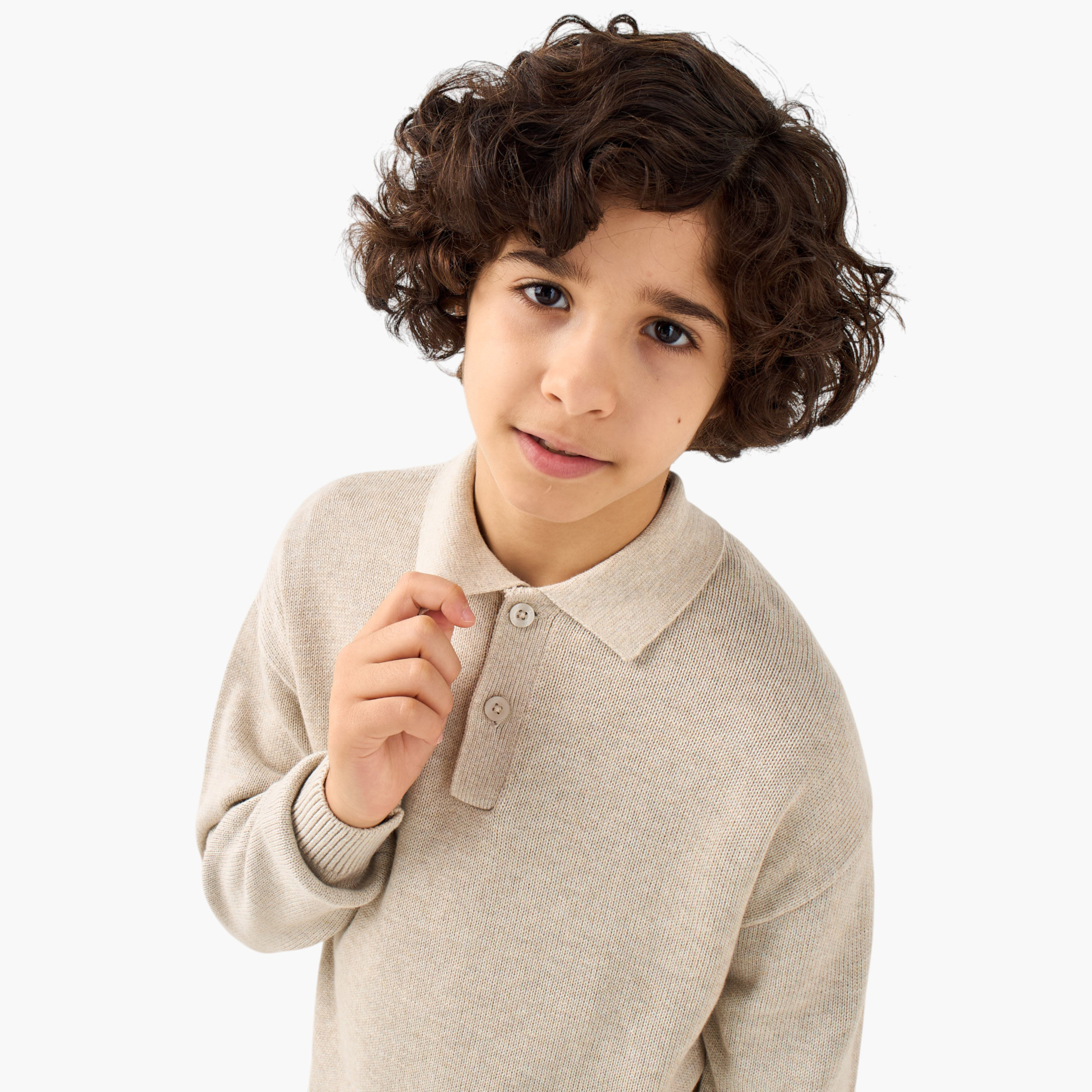 بلوفر بياقة بولو وأكمام طويلة للأولاد من جونيورز-boys-clothing-jumpersandcardigans-image-2