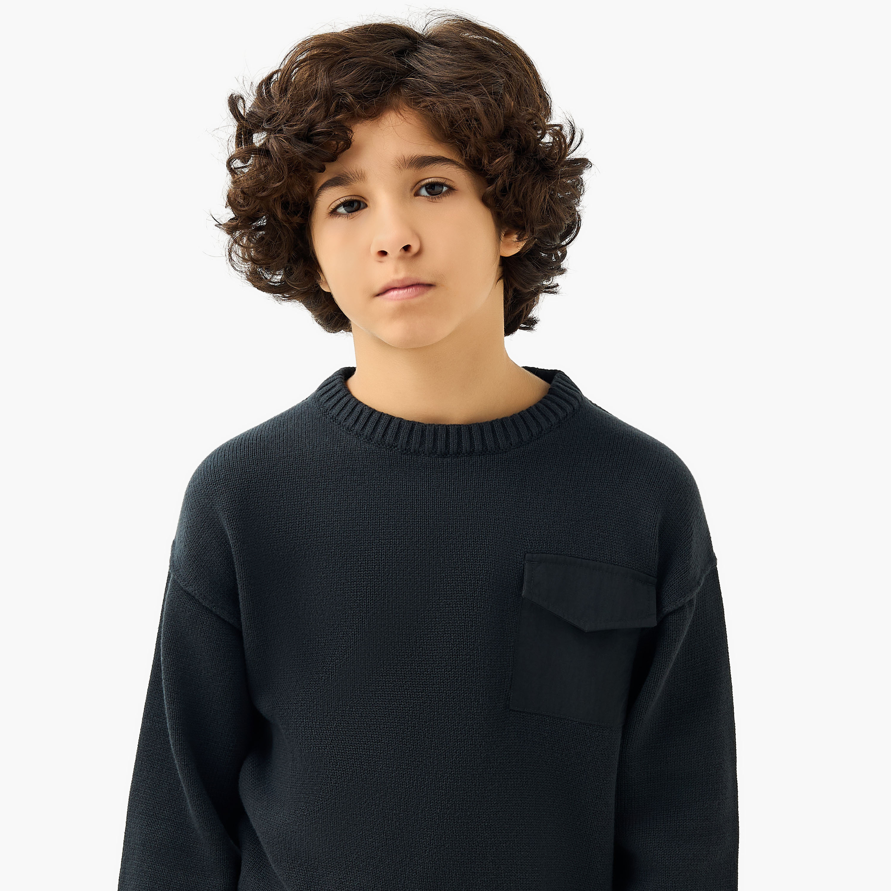 Juniors Textured Crew Neck Pullover with Long Sleeves-boys-clothing-jumpersandcardigans-image-4