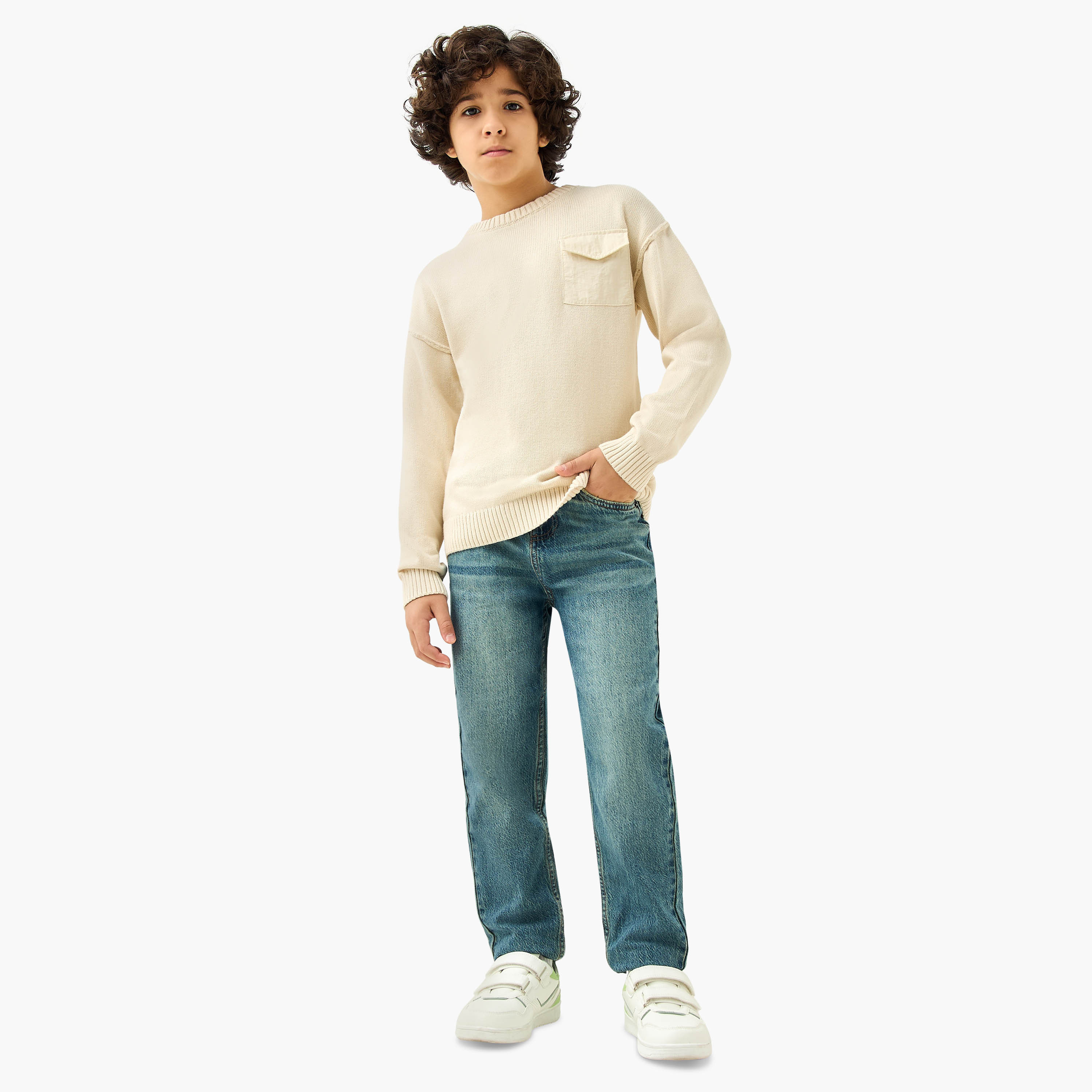 Juniors Textured Crew Neck Pullover with Long Sleeves-boys-clothing-jumpersandcardigans-image-2