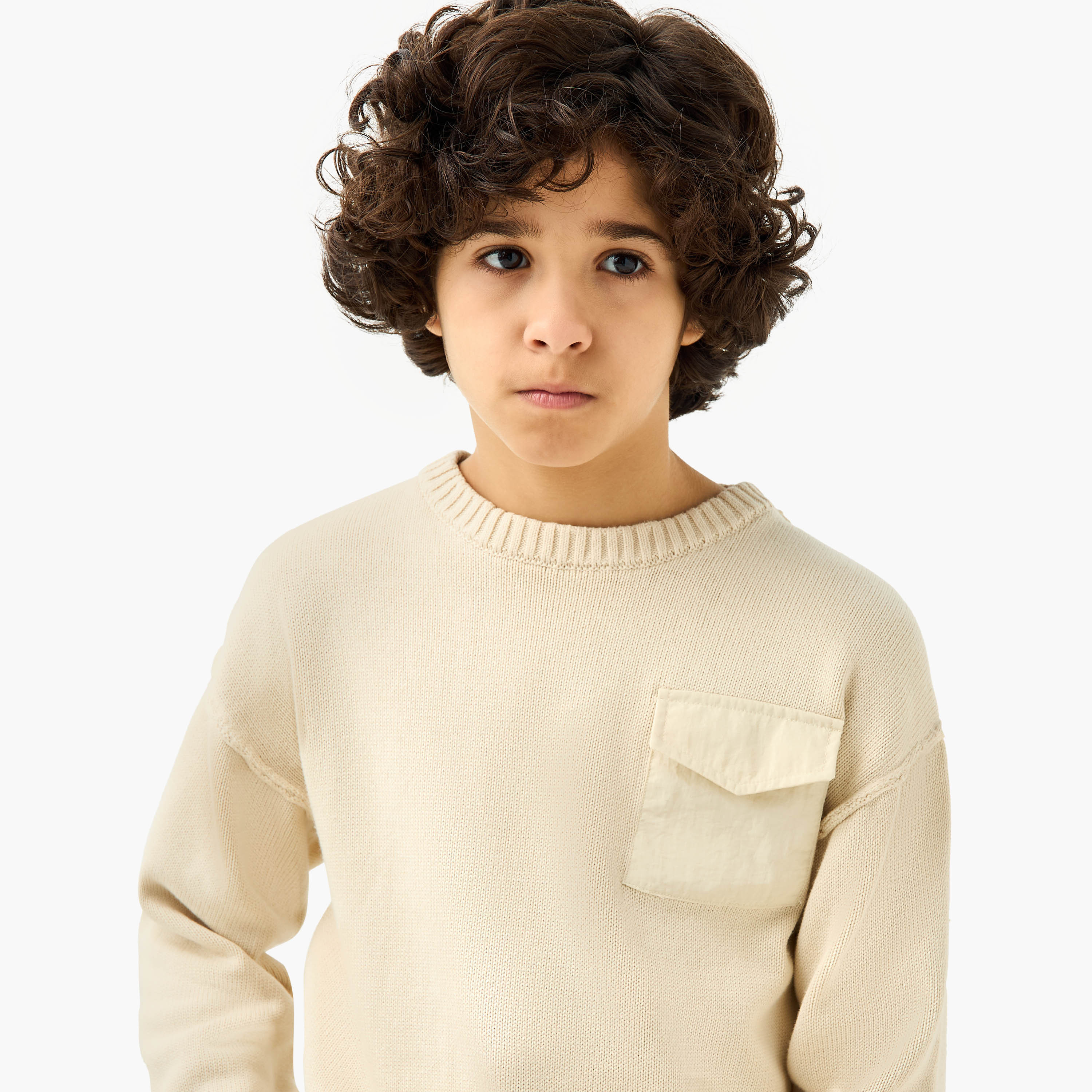 Juniors Textured Crew Neck Pullover with Long Sleeves-boys-clothing-jumpersandcardigans-image-4