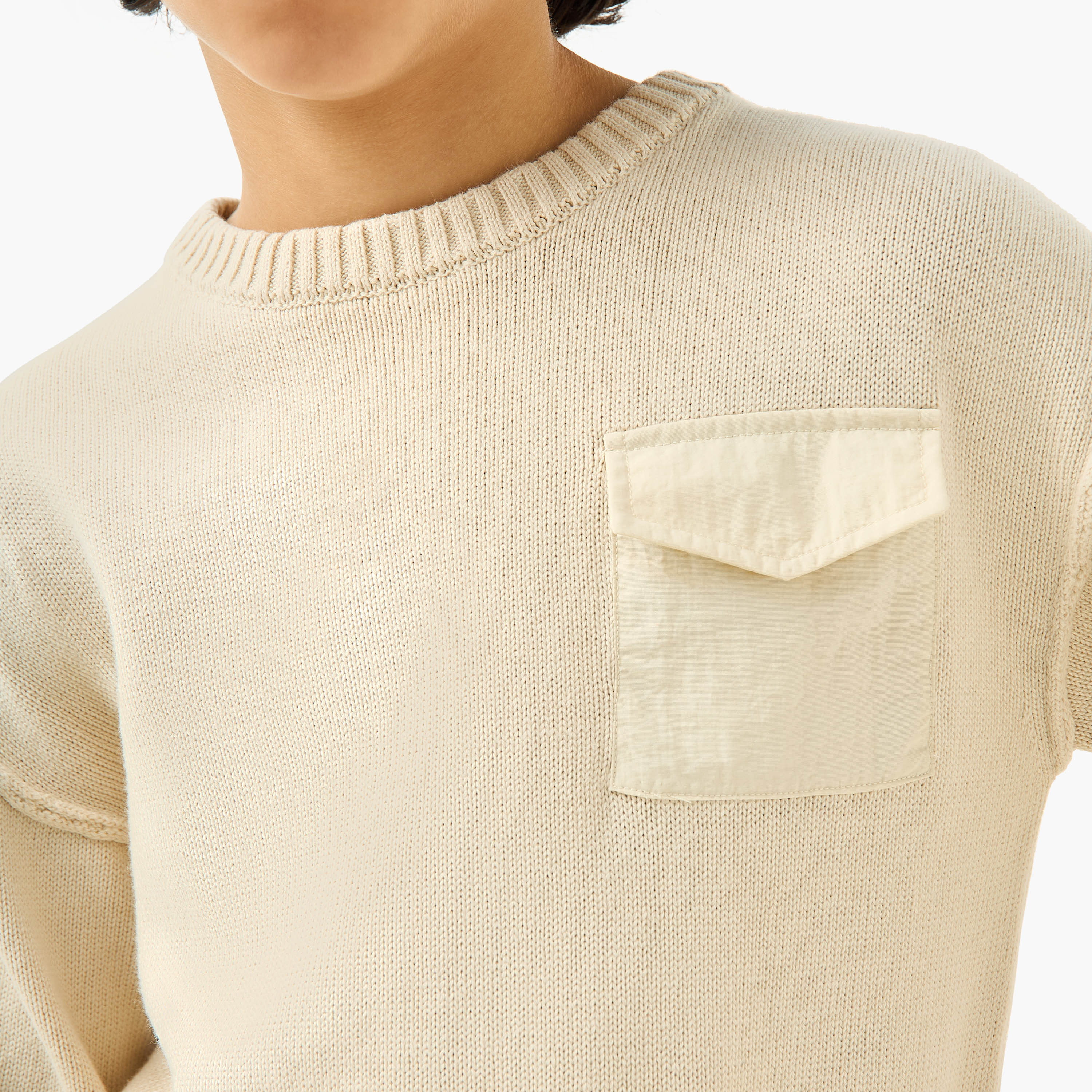 Juniors Textured Crew Neck Pullover with Long Sleeves-boys-clothing-jumpersandcardigans-image-5