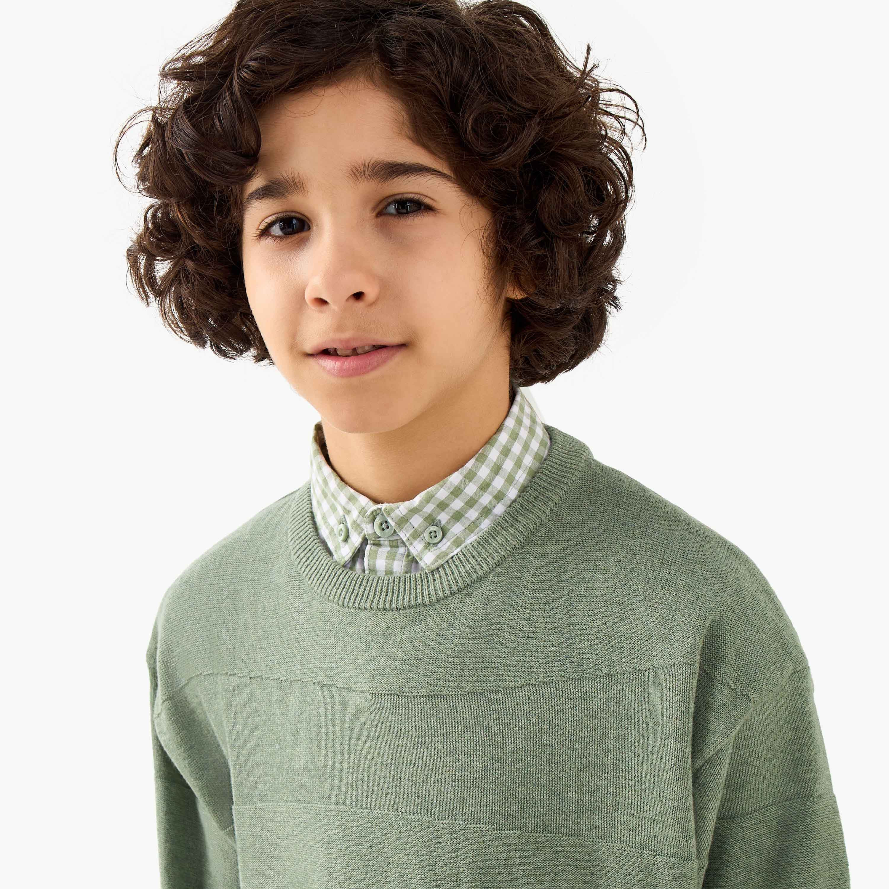 Juniors Textured Pullover with Long Sleeves-boys-clothing-jumpersandcardigans-image-9