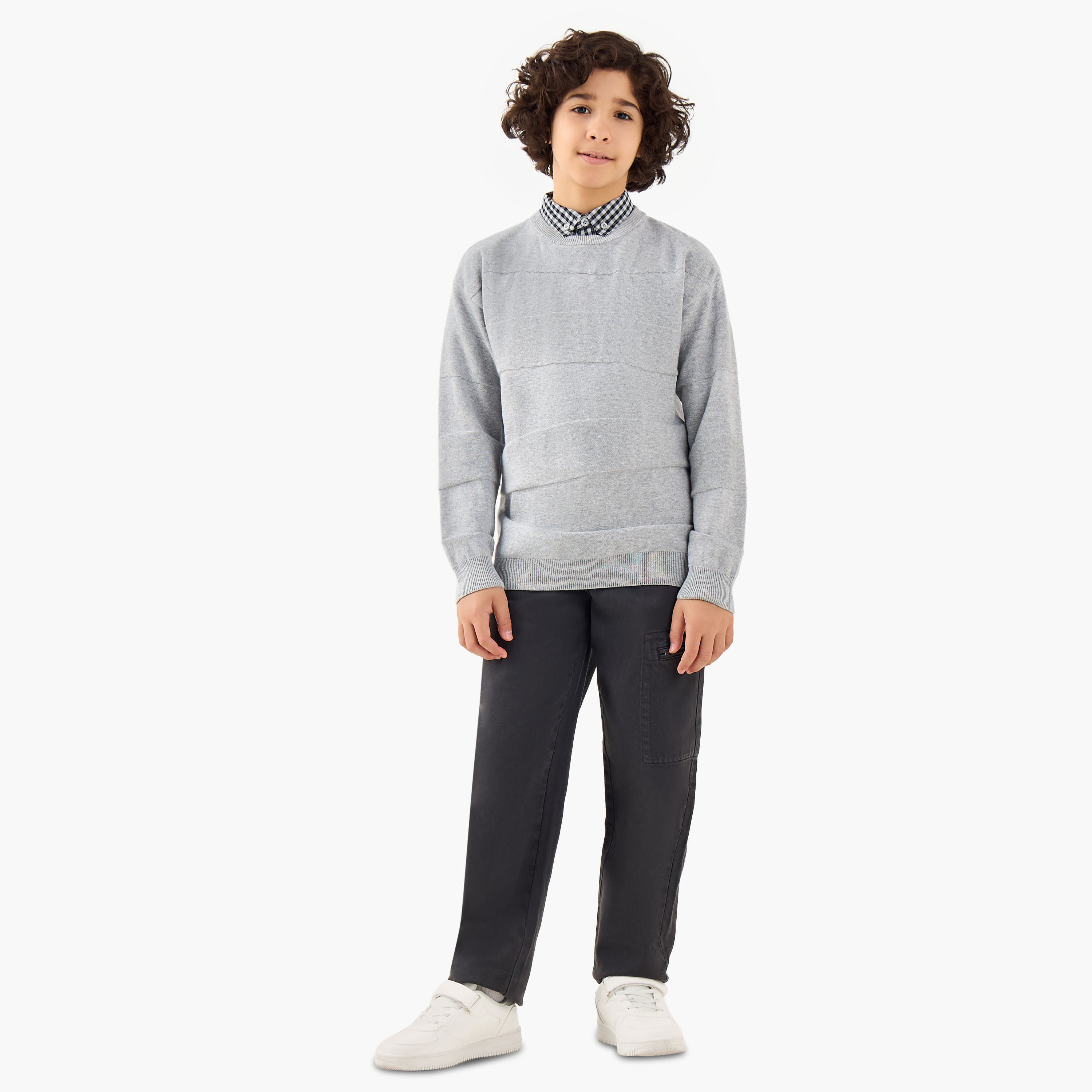 Juniors Textured Pullover with Long Sleeves-boys-clothing-jumpersandcardigans-image-2