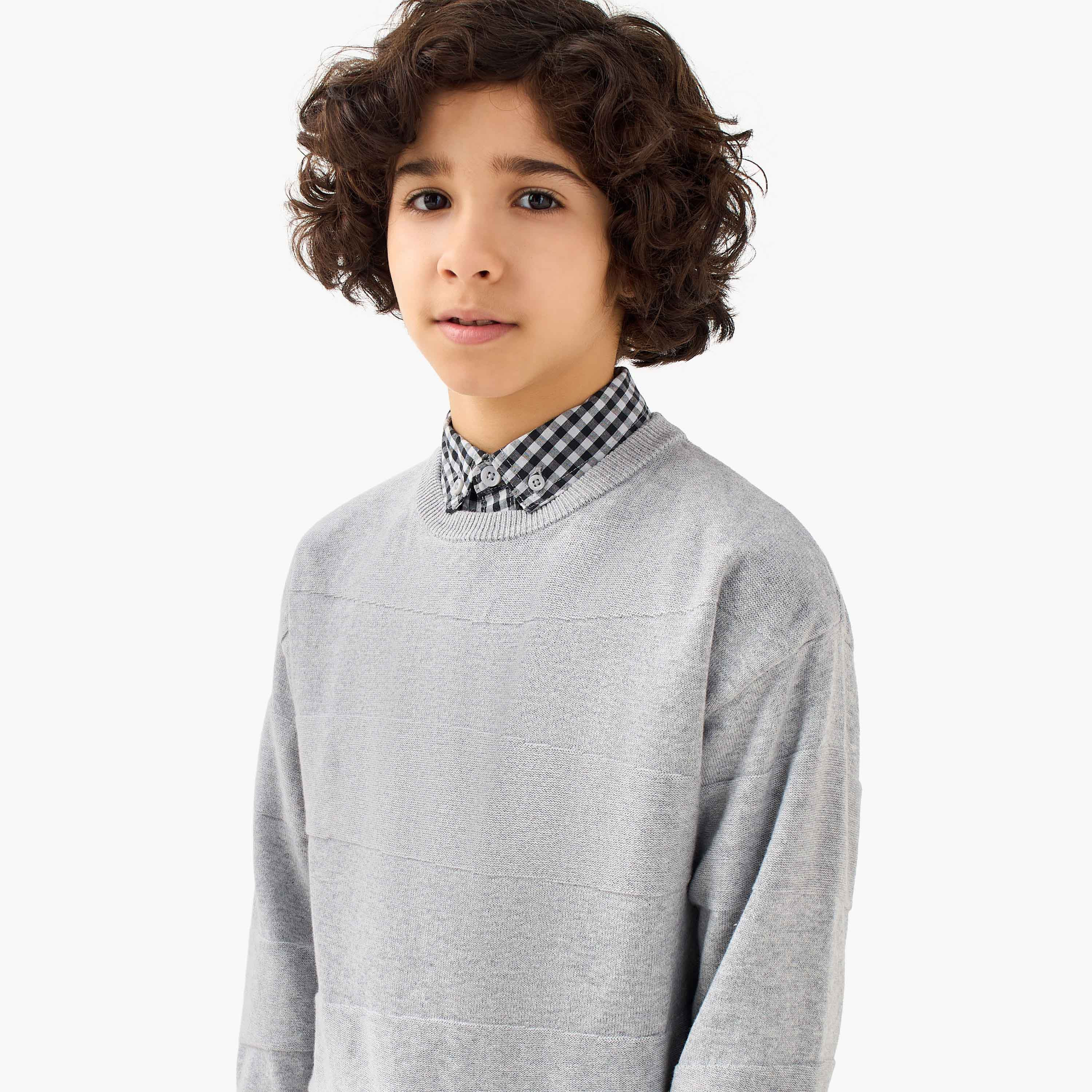 Juniors Textured Pullover with Long Sleeves-boys-clothing-jumpersandcardigans-image-4