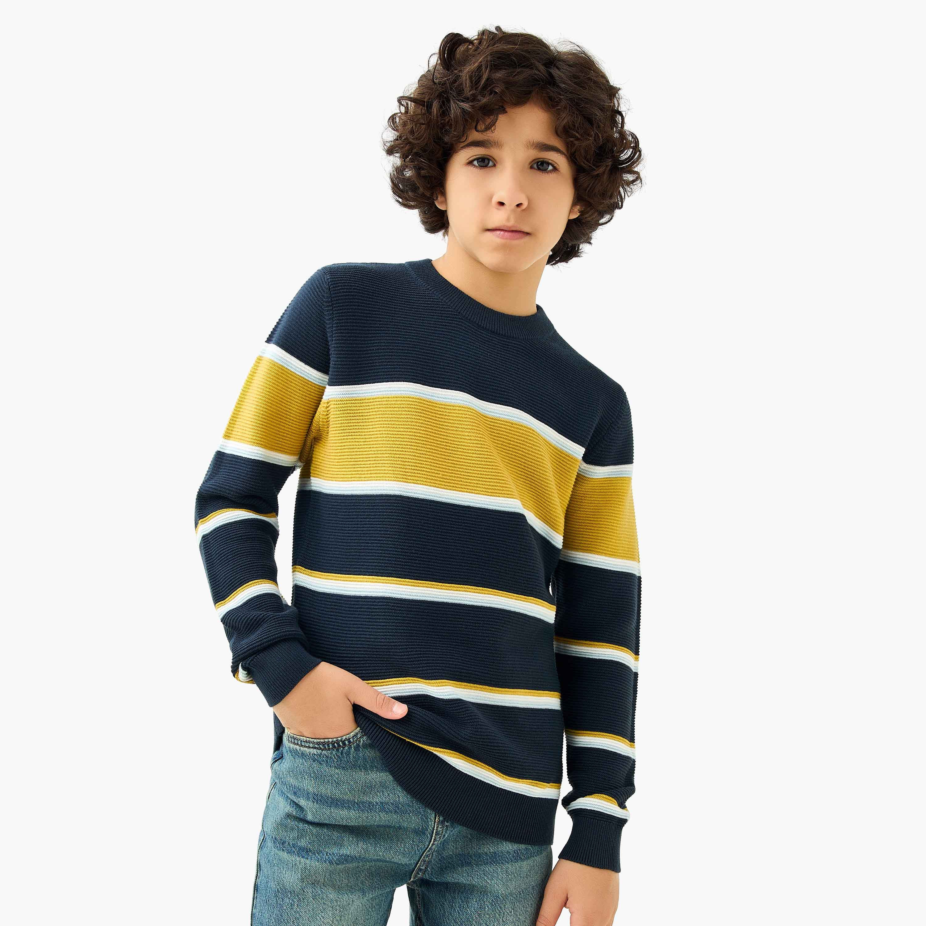Juniors Striped Pullover with Long Sleeves-boys-clothing-jumpersandcardigans-image-1