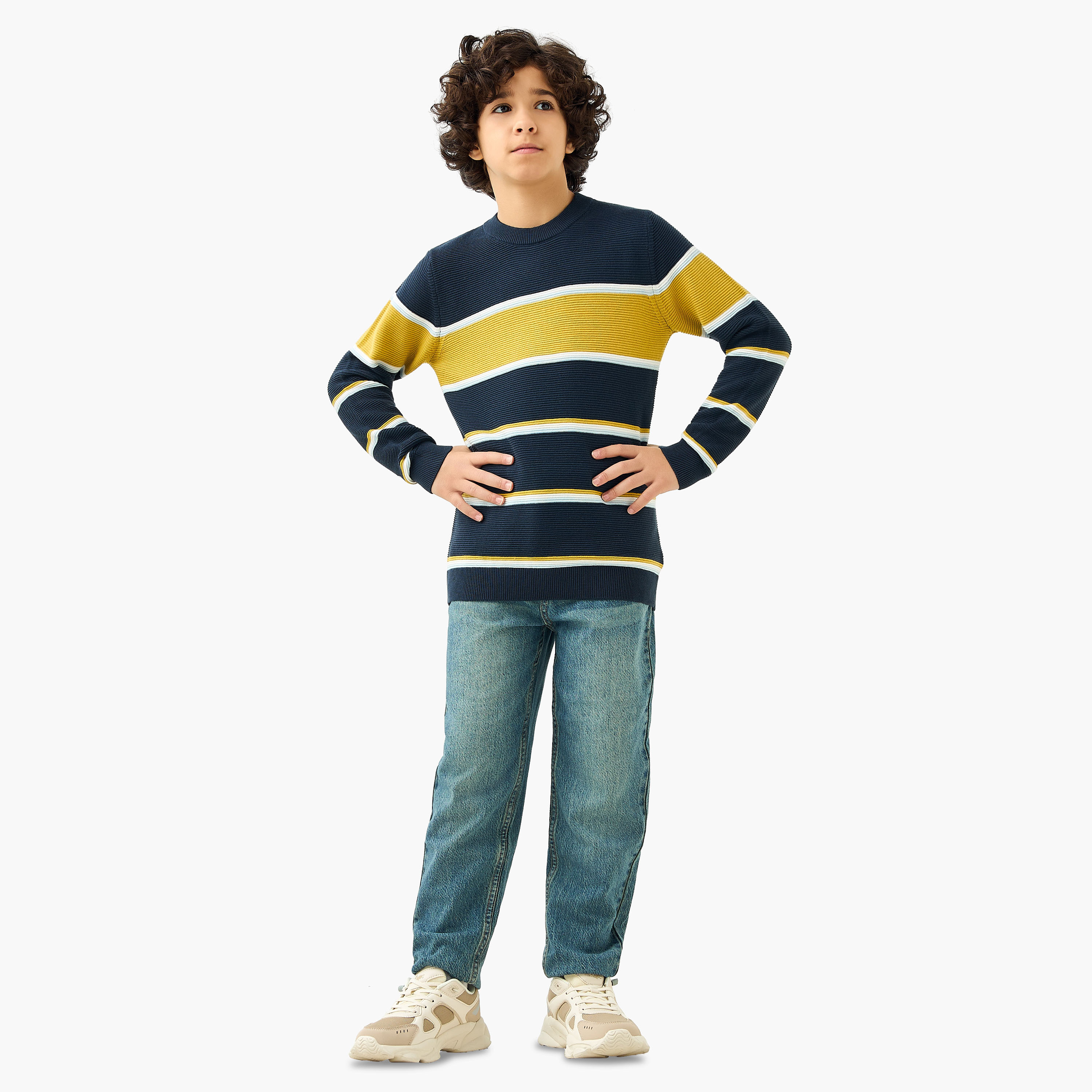 Juniors Striped Pullover with Long Sleeves-boys-clothing-jumpersandcardigans-image-2