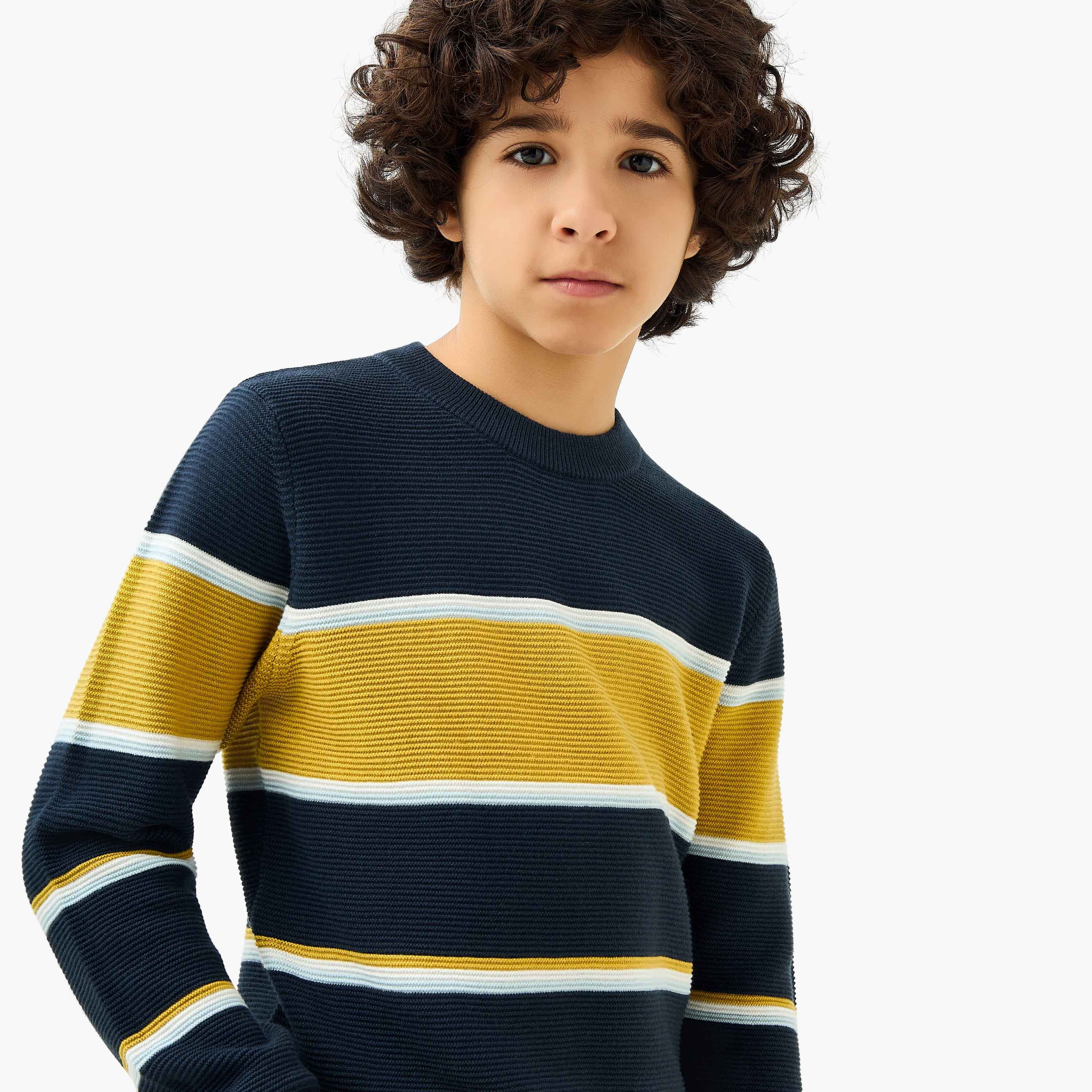 Juniors Striped Pullover with Long Sleeves-boys-clothing-jumpersandcardigans-image-4