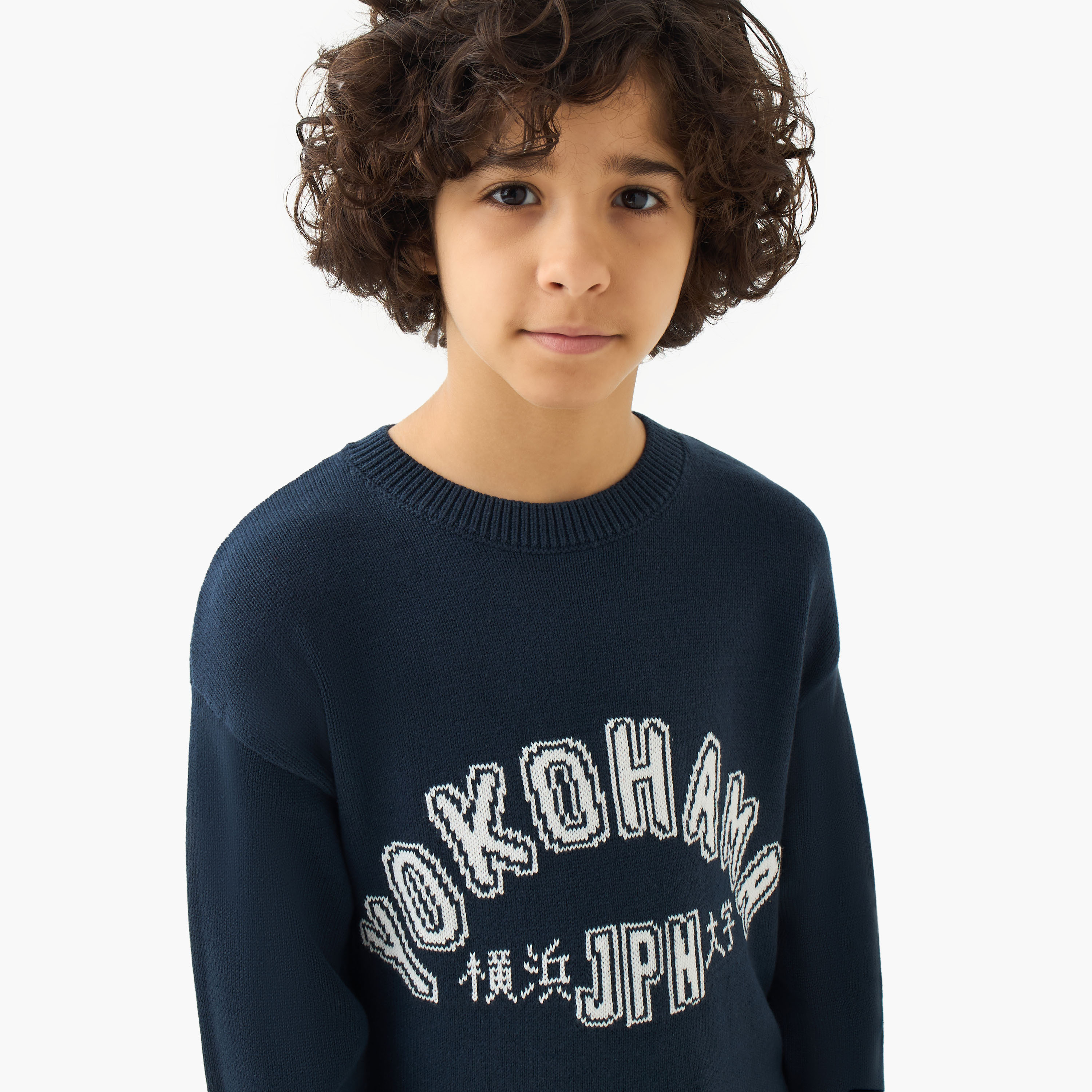Juniors Boys Round Neck Pullover with Typography - Cotton - Long Sleeves-boys-clothing-jumpersandcardigans-image-4