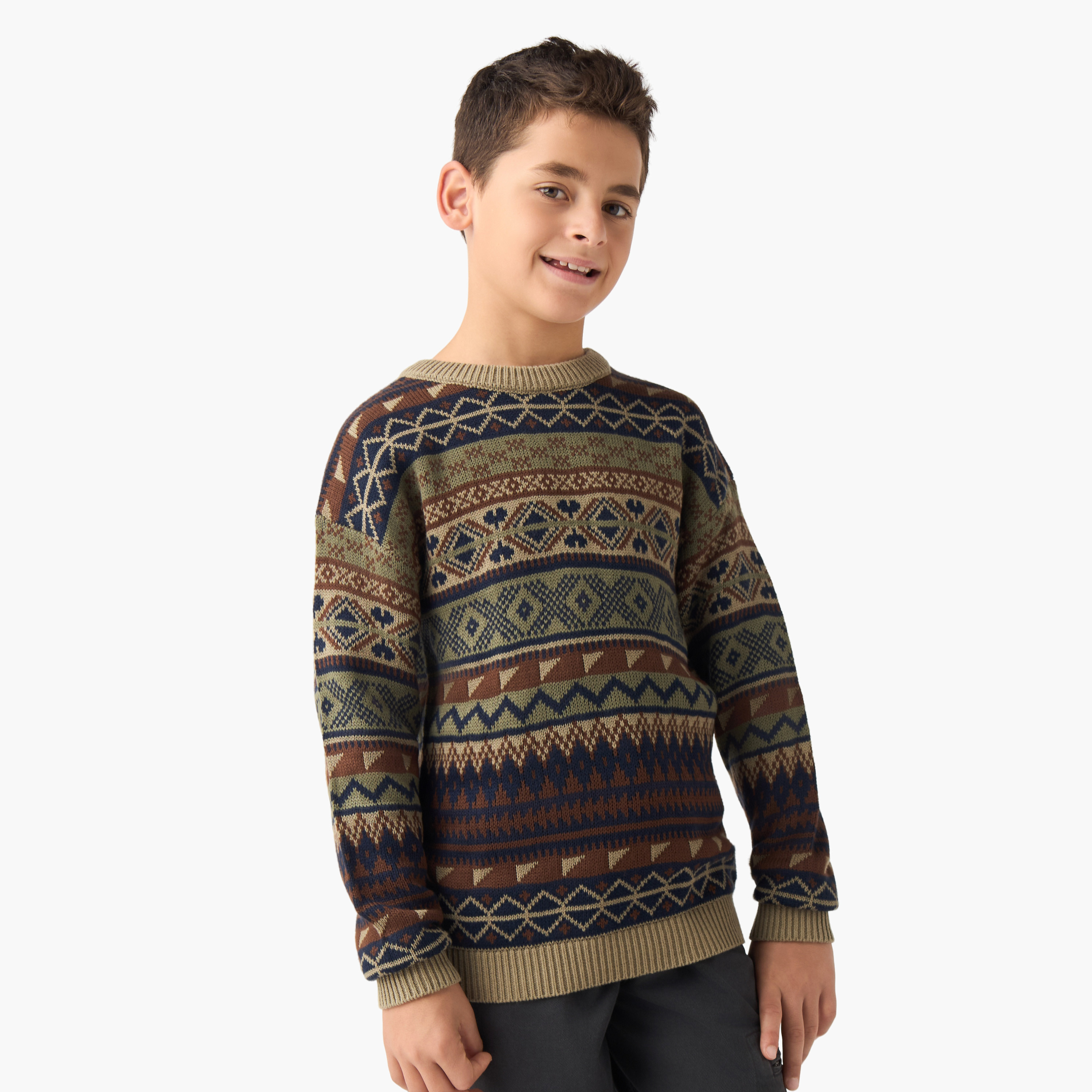Juniors Textured Pullover with Long Sleeves-boys-clothing-jumpersandcardigans-image-1
