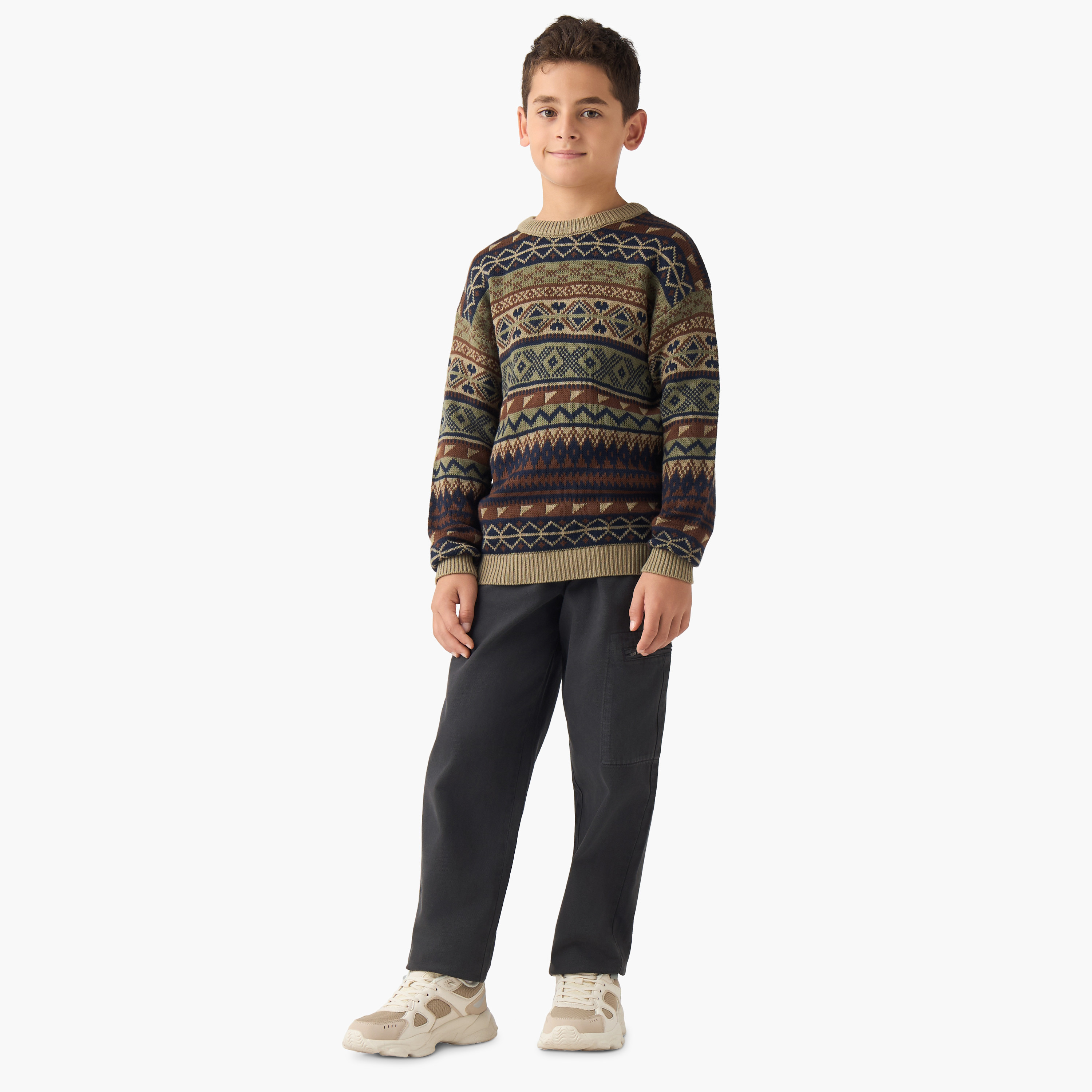 Juniors Textured Pullover with Long Sleeves-boys-clothing-jumpersandcardigans-image-2