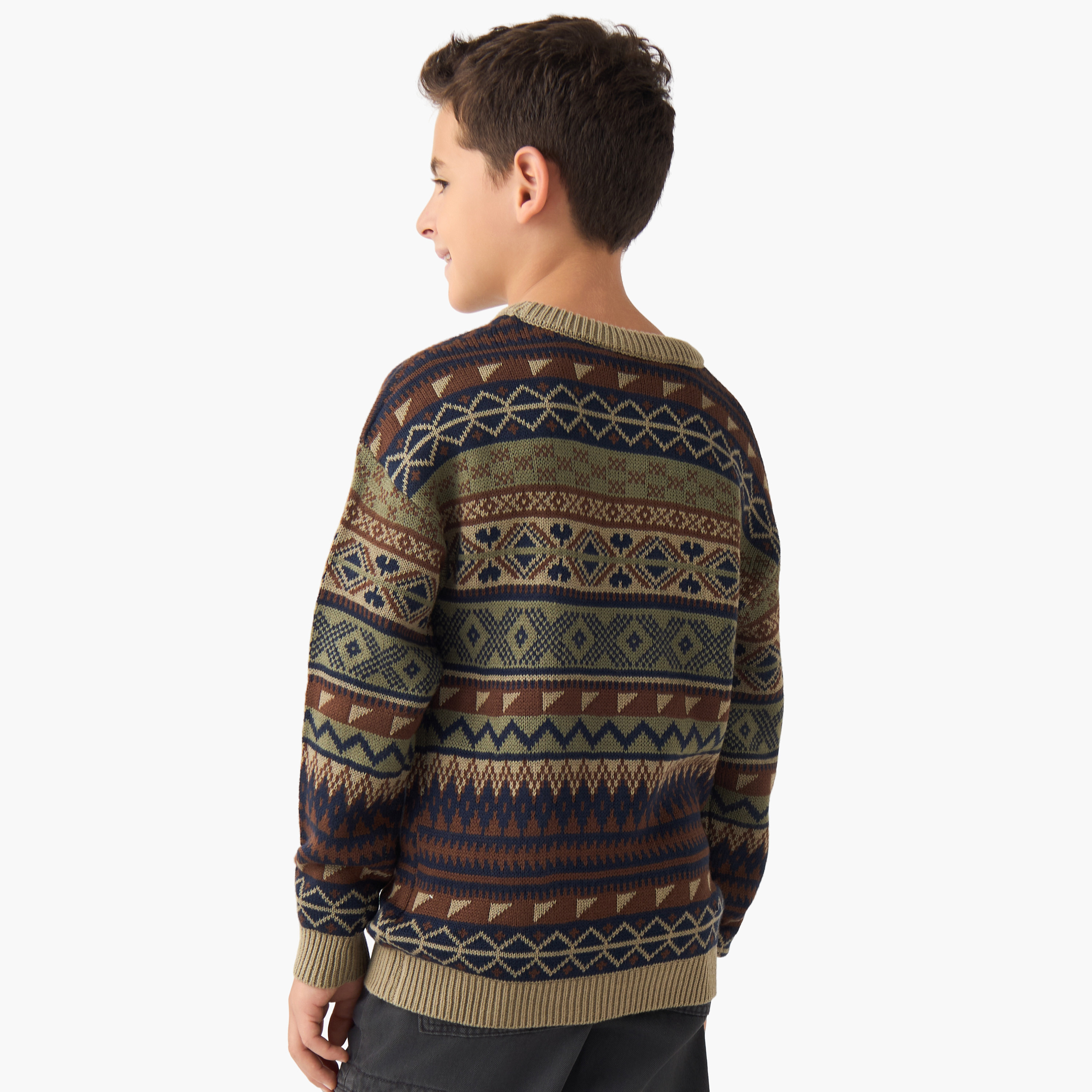 Juniors Textured Pullover with Long Sleeves-boys-clothing-jumpersandcardigans-image-3