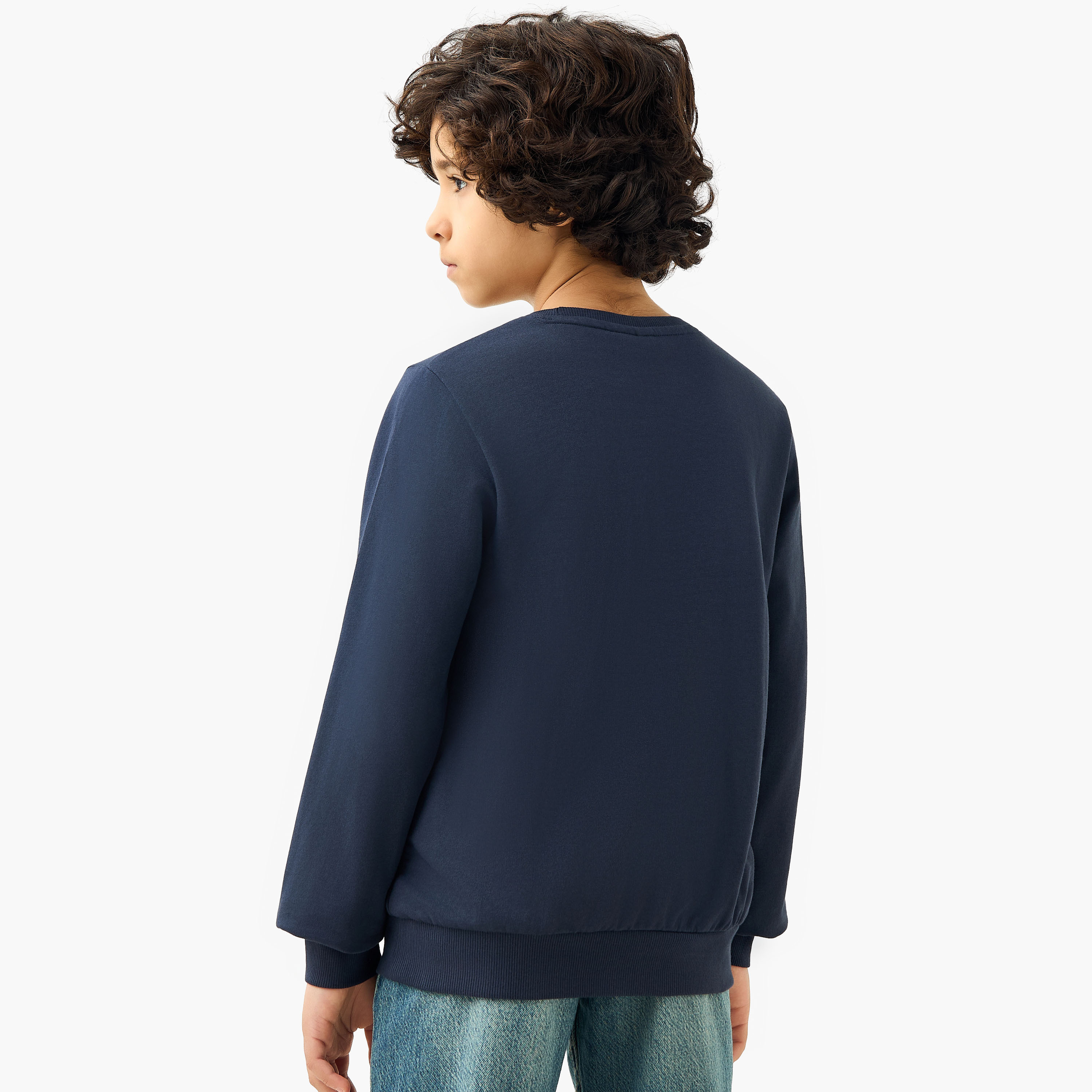 Juniors Typography Print Sweatshirt with Long Sleeves-boys-clothing-sweatshirts-image-3