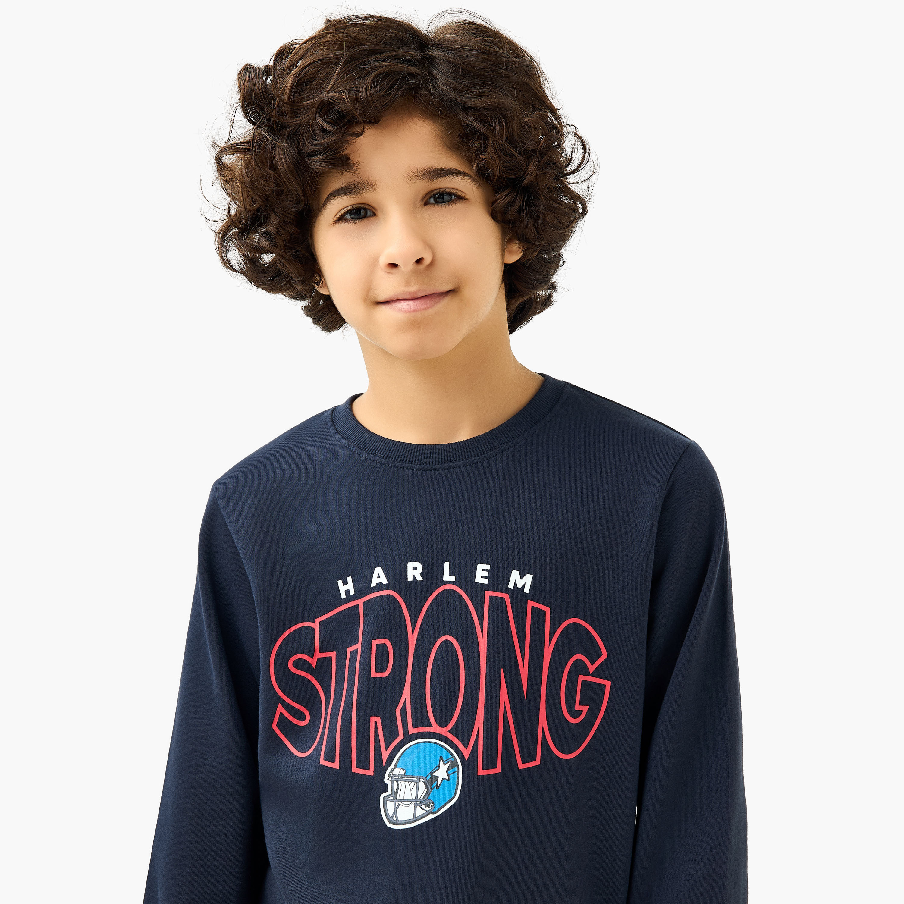 Juniors Typography Print Sweatshirt with Long Sleeves-boys-clothing-sweatshirts-image-4