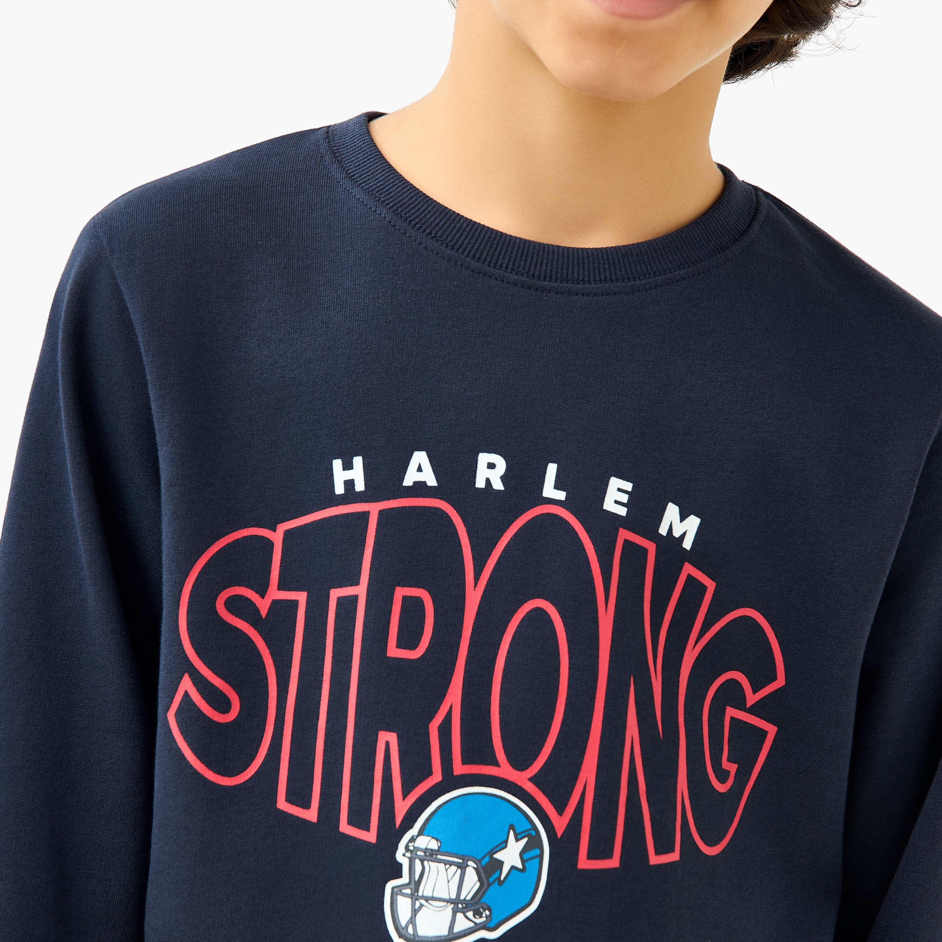 Juniors Typography Print Sweatshirt with Long Sleeves-boys-clothing-sweatshirts-image-5