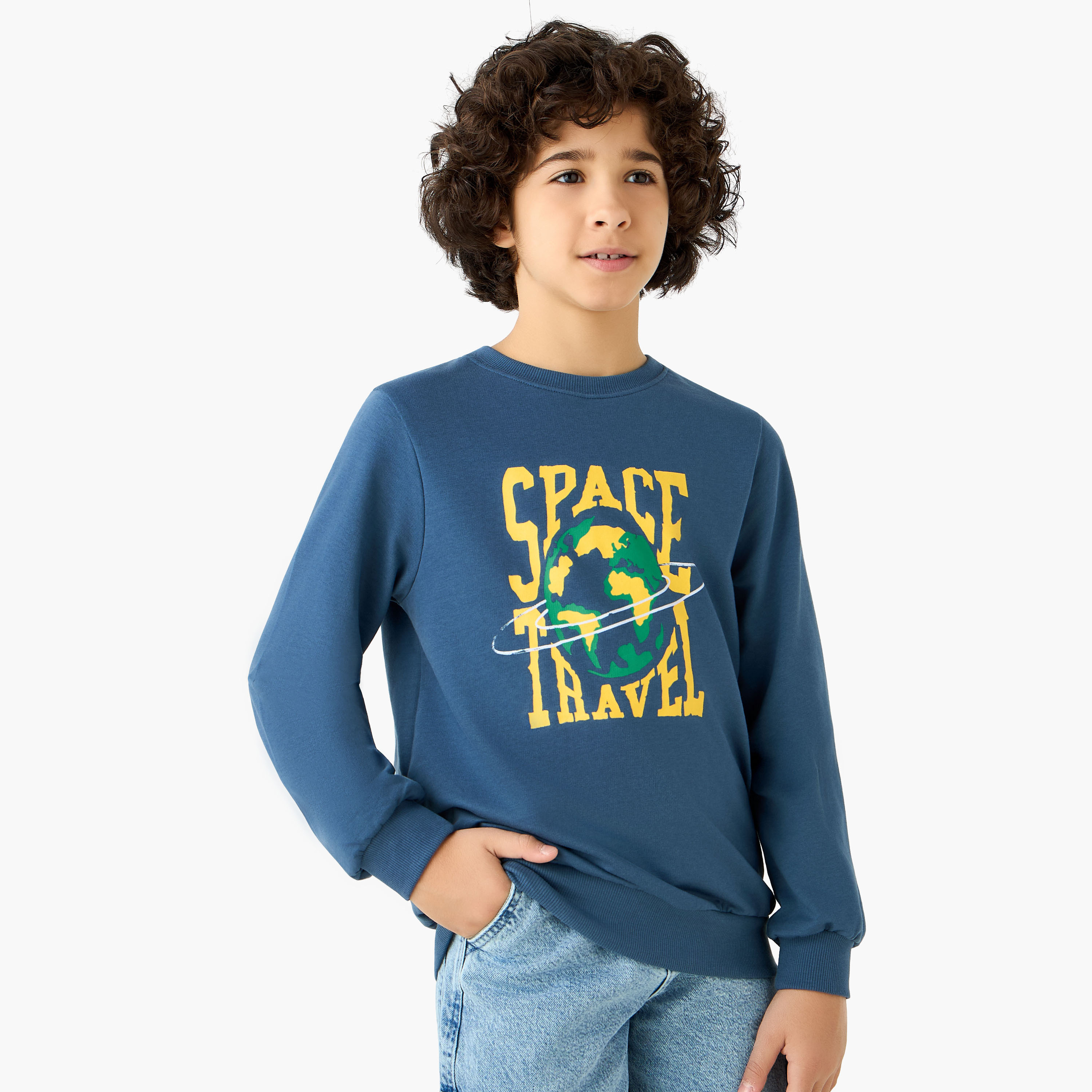 Juniors Graphic Print Crew Neck Sweatshirt-boys-clothing-sweatshirts-image-1