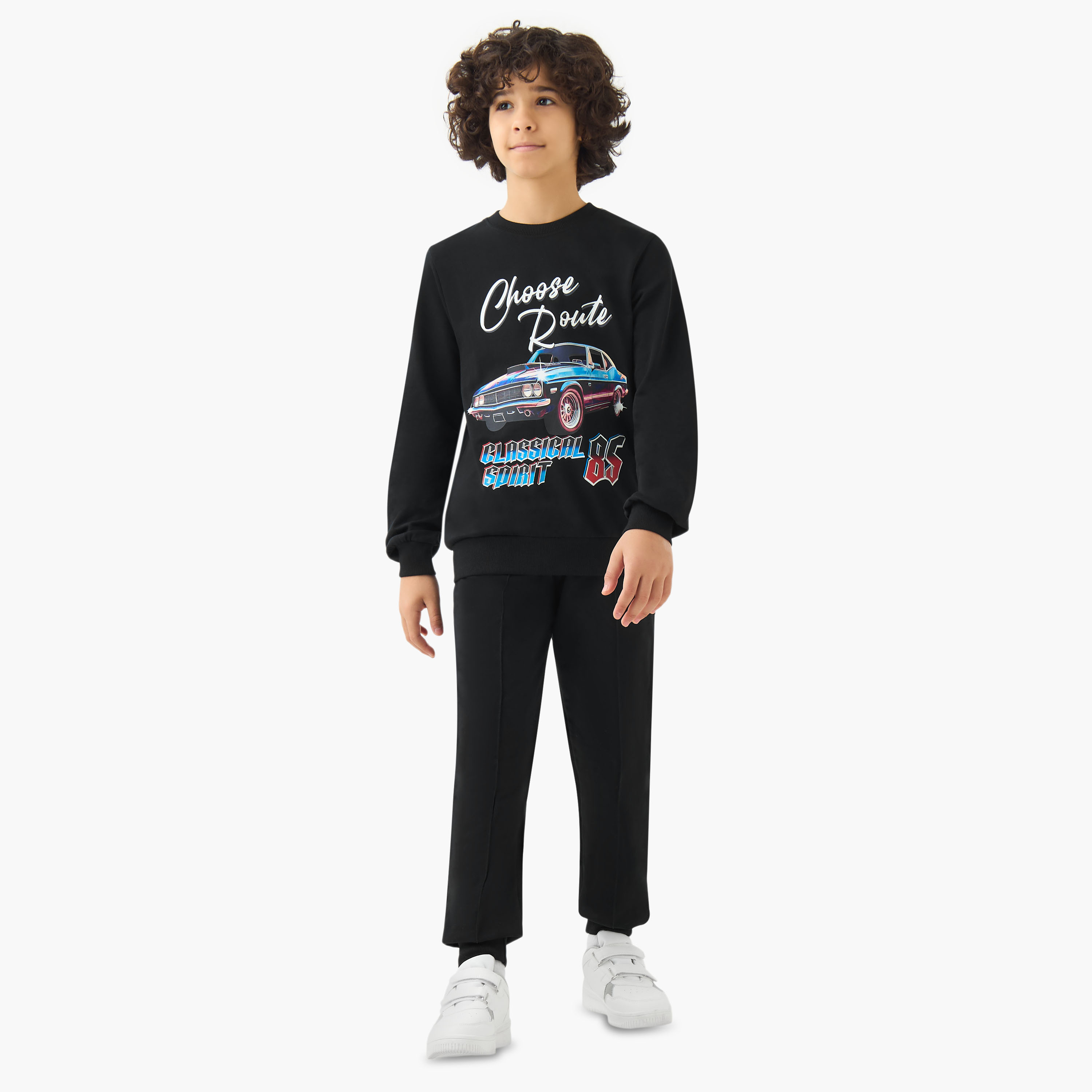 Juniors Boys Crew Neck Sweatshirt with Graphic Print - Cotton - Long Sleeves-boys-clothing-sweatshirts-image-2