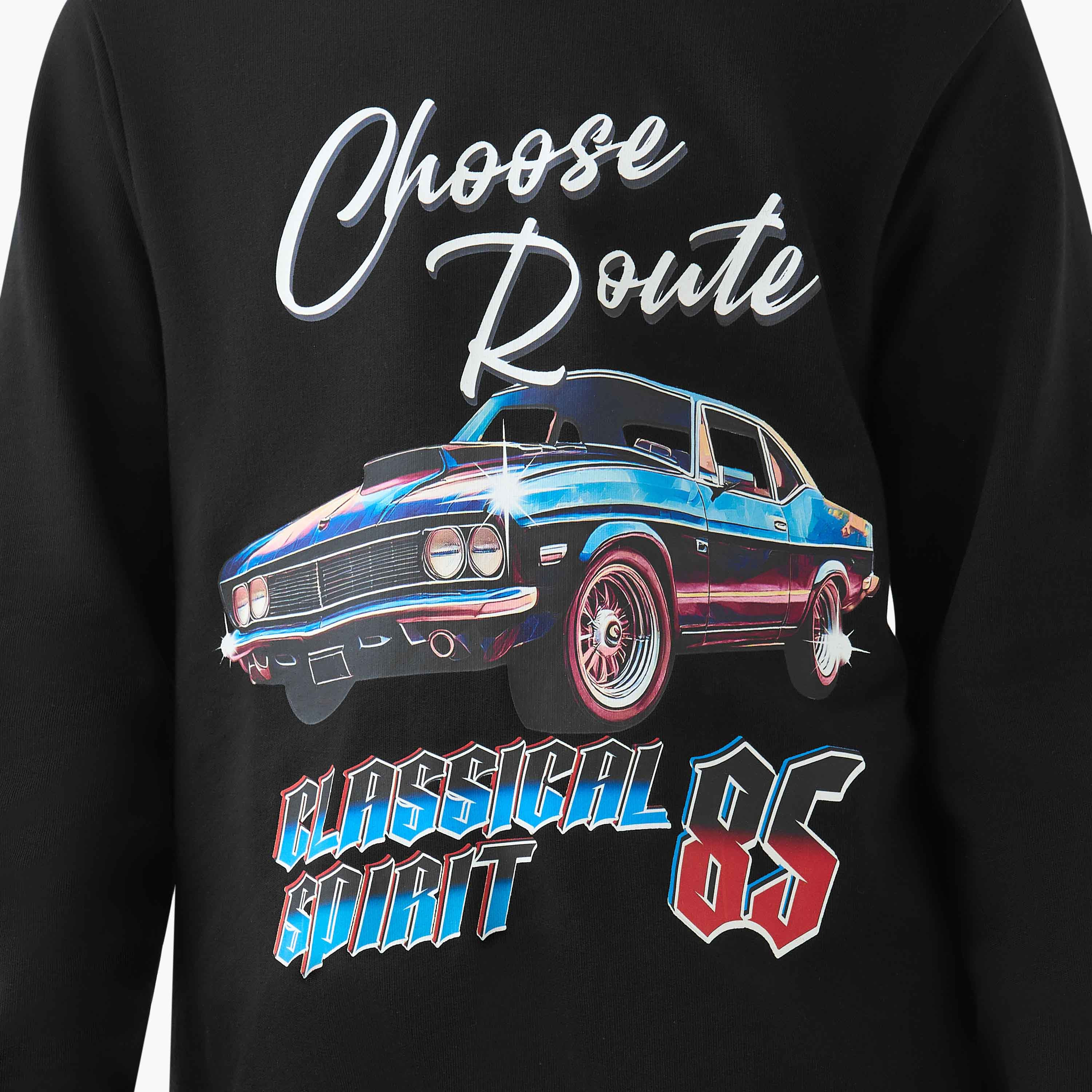 Juniors Boys Crew Neck Sweatshirt with Graphic Print - Cotton - Long Sleeves-boys-clothing-sweatshirts-image-5