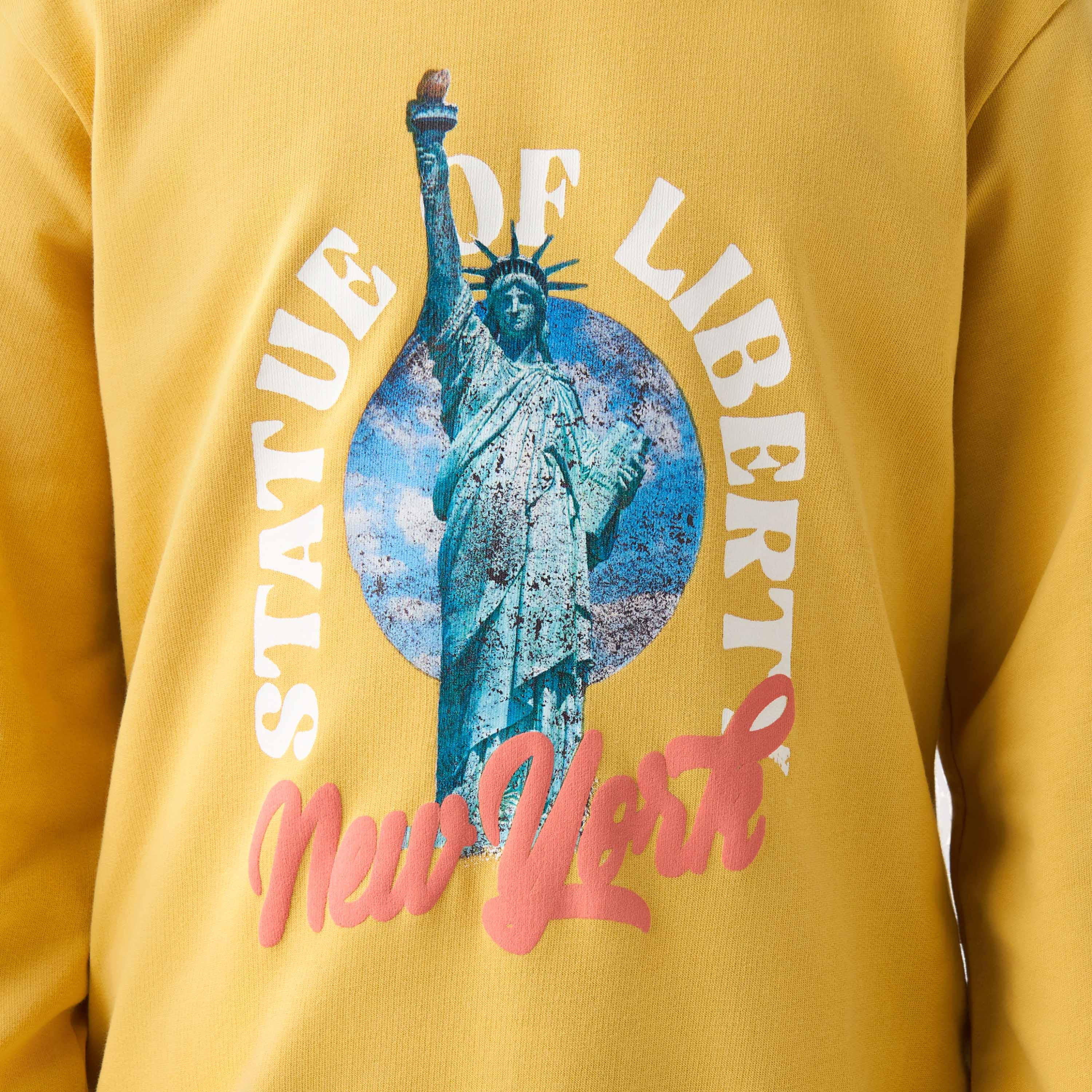 Juniors Statue of Liberty Print Sweatshirt with Long Sleeves-boys-clothing-winterwear-sweatshirts-image-5