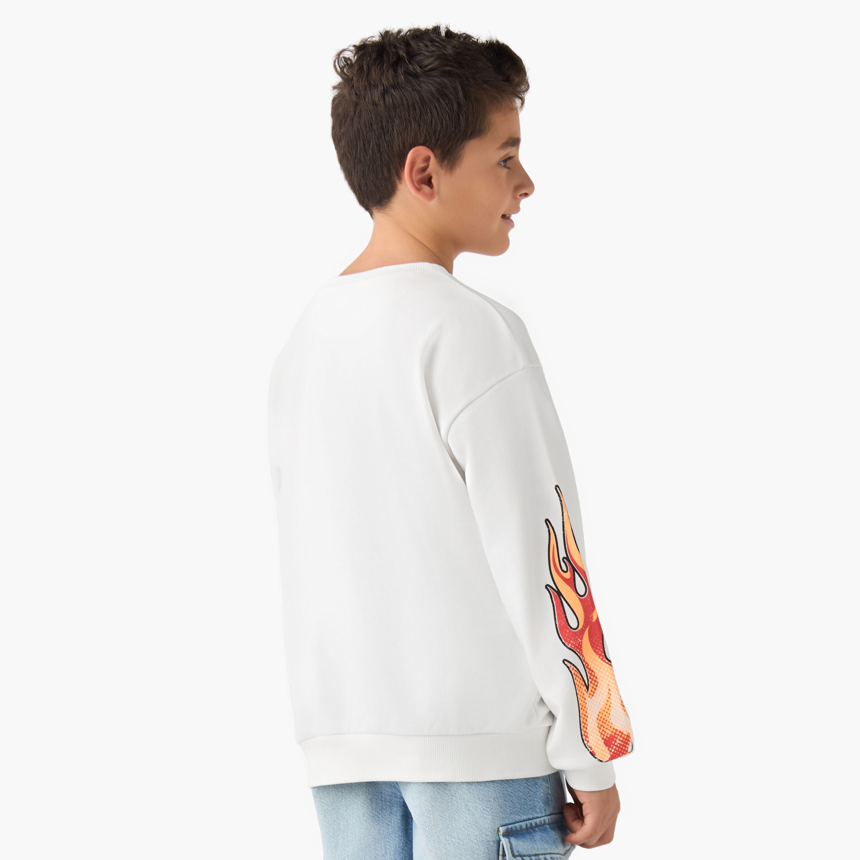 Juniors Graphic Print Sweatshirt with Long Sleeves-boys-clothing-sweatshirts-image-3