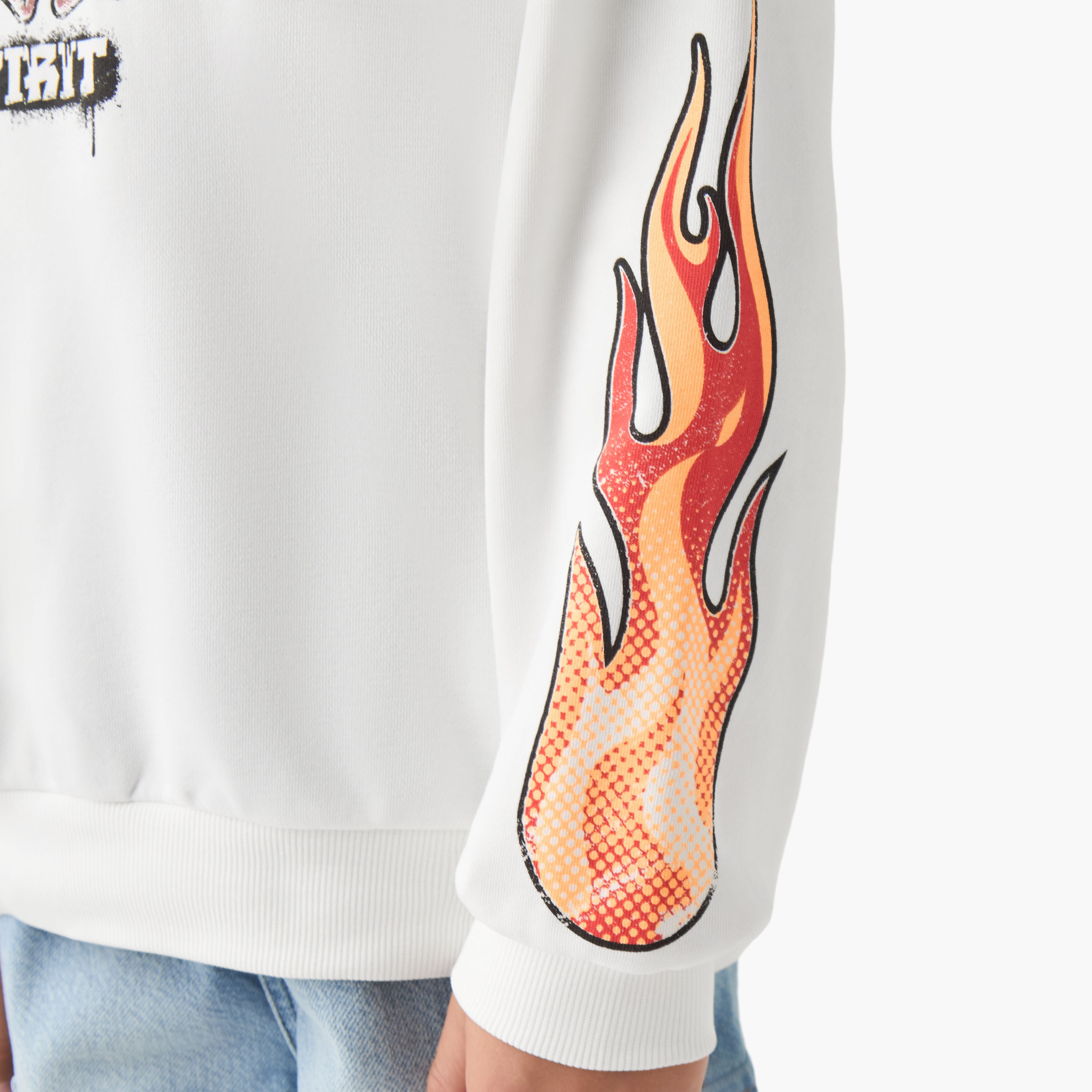 Juniors Graphic Print Sweatshirt with Long Sleeves-boys-clothing-sweatshirts-image-5