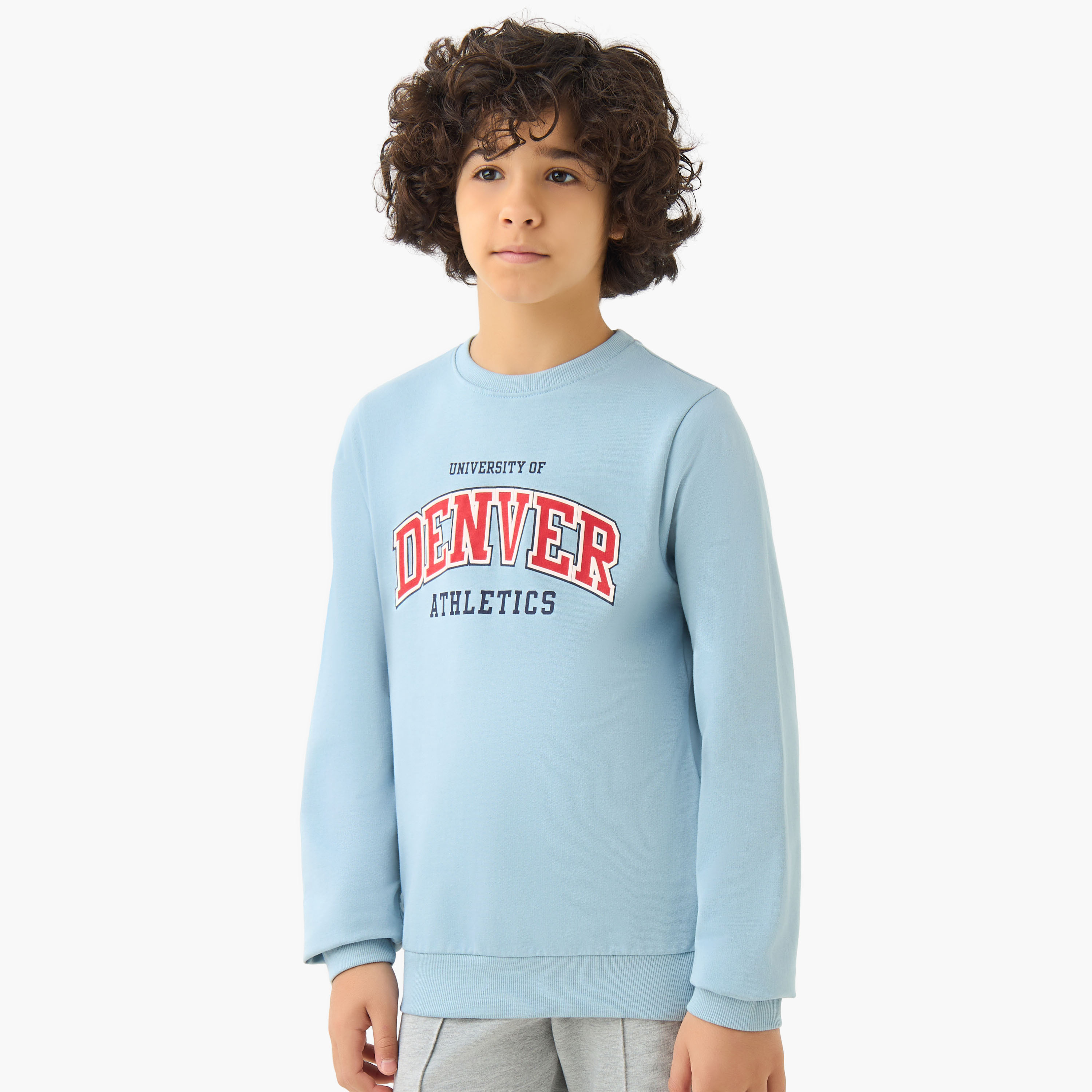 Juniors Varsity Print Sweatshirt with Long Sleeves-boys-clothing-sweatshirts-image-1