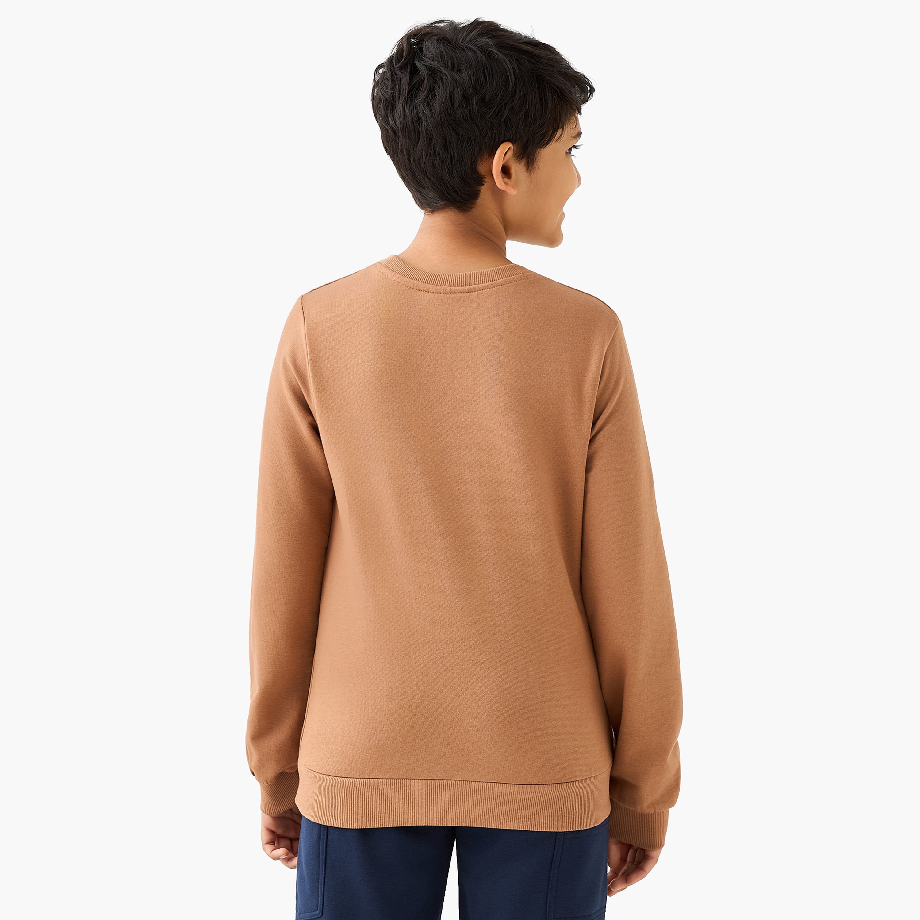 Juniors T-Rex Print Sweatshirt with Long Sleeves-boys-clothing-sweatshirts-image-3